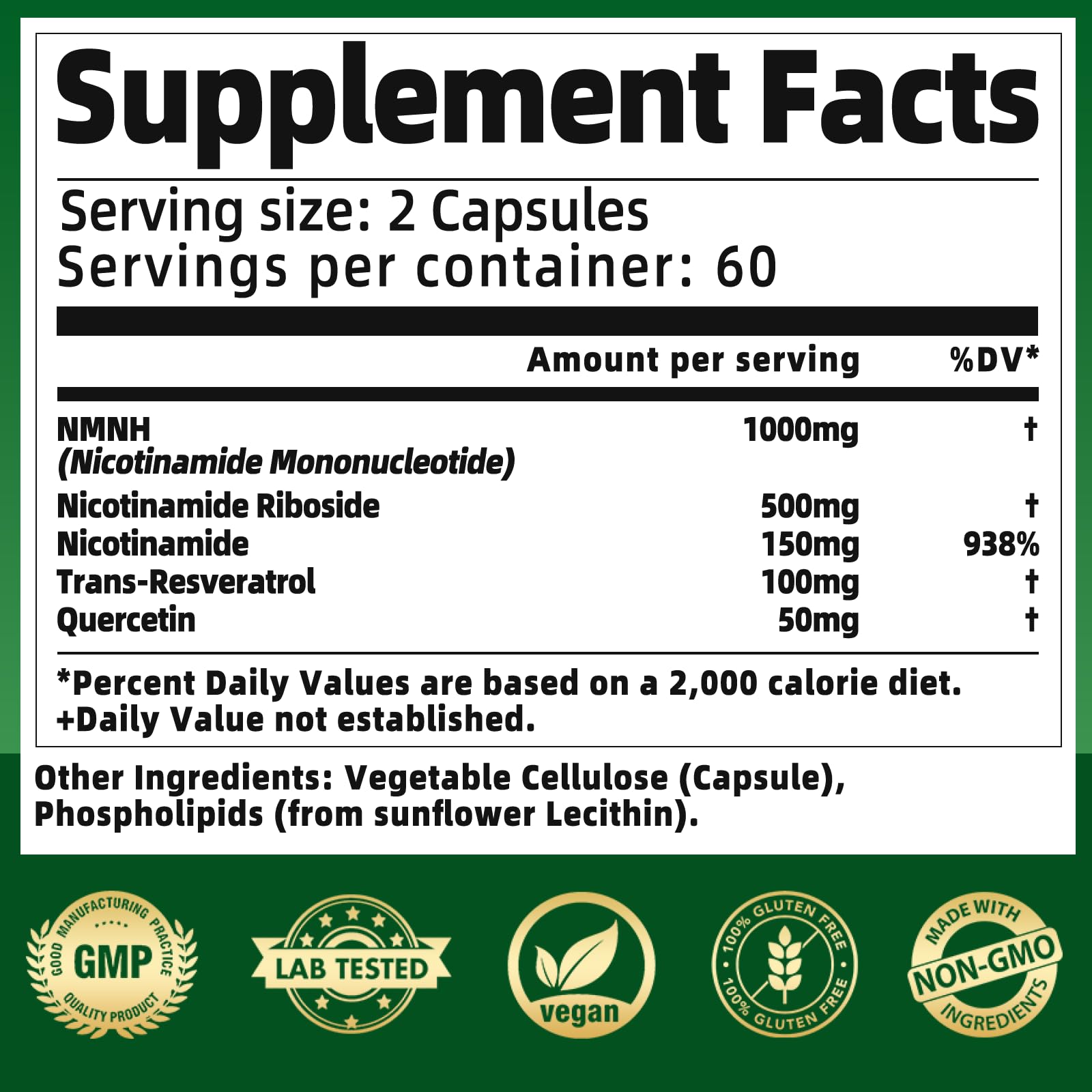 NMNH Supplement 1000mg - Nicotinamide Mononucleotide Alternative, Boost NAD+ with Liposomal Resveratrol & Nicotinamide Riboside NR, for Healthy Cellular, Aging, Energy, 120 Vegan Non-GMO Capsules Qmiozzy buy supplements canada