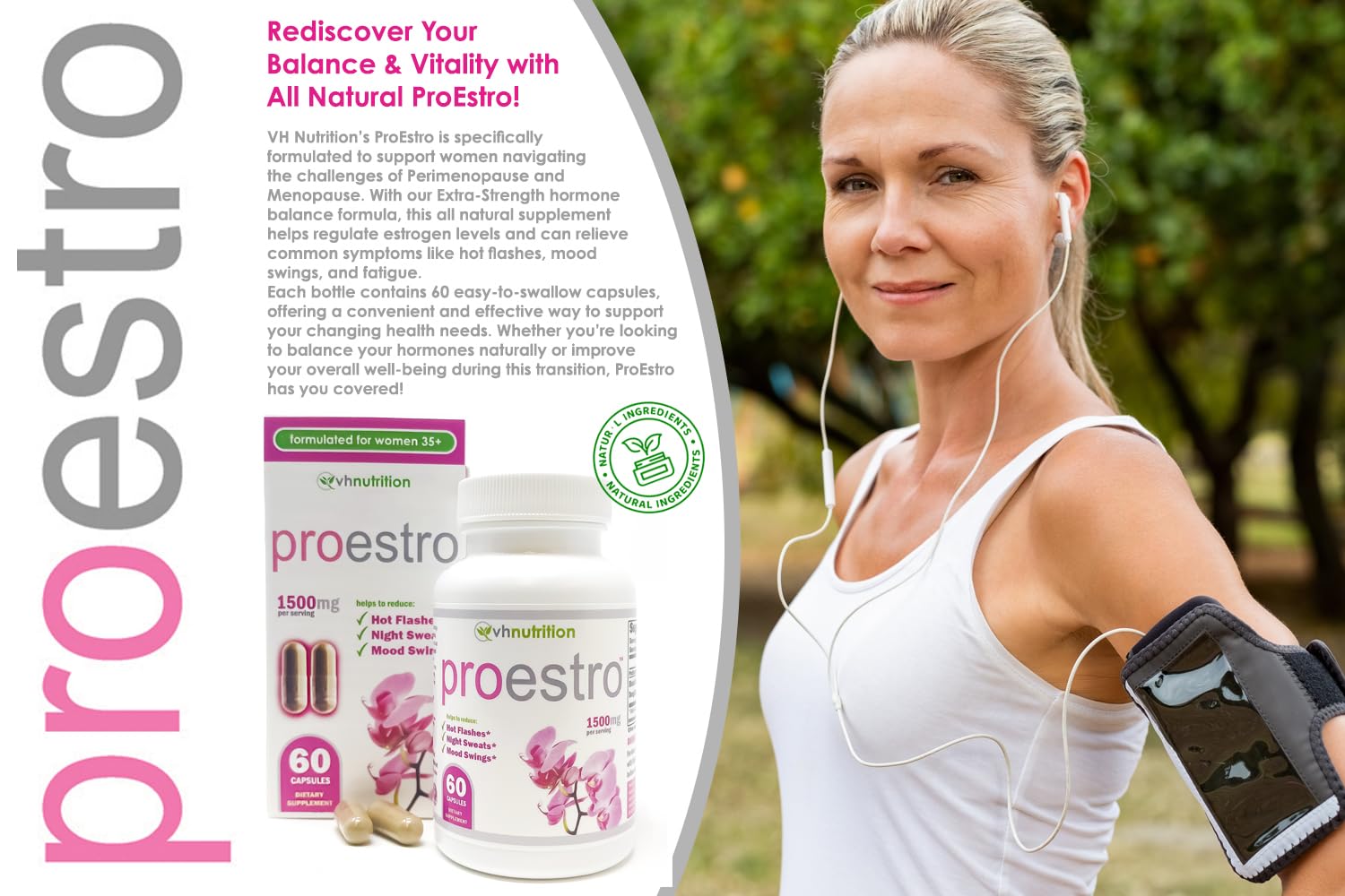 VH Nutrition PROESTRO | Estrogen Support* Supplement for Women | Extra Strength Hormone Balance* for Her | 60 Capsules in Easy to Swallow Pills VH Nutrition buy supplements canada