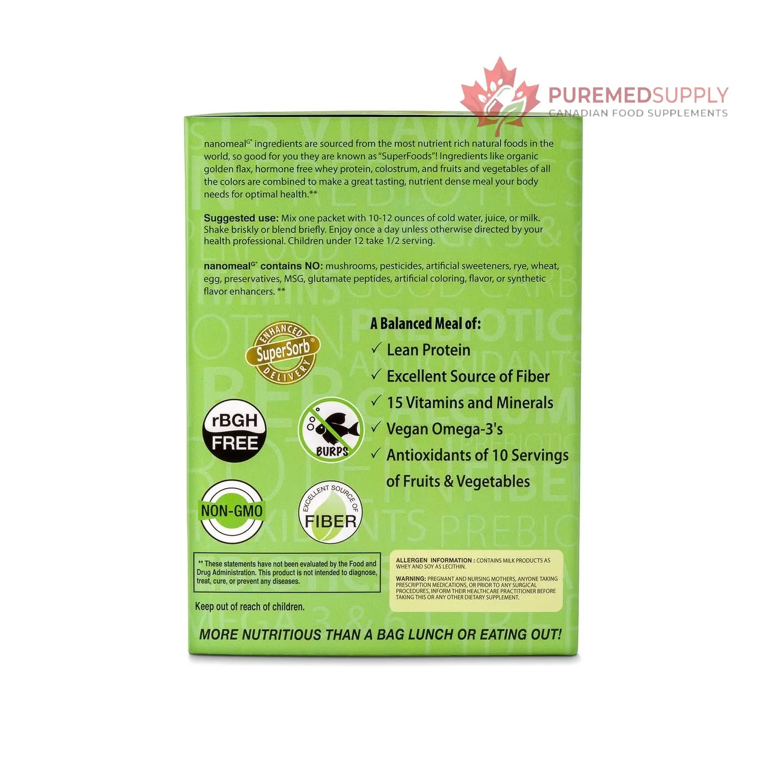 NanoMeal Plant-Based All-in-One Nutrition | Superfood Meal Replacement Powder | Tropical Fruit Blend | 10 Servings | Protein, Greens & Omega for Gut & Immune Support Biopharma Scientific buy supplements canada