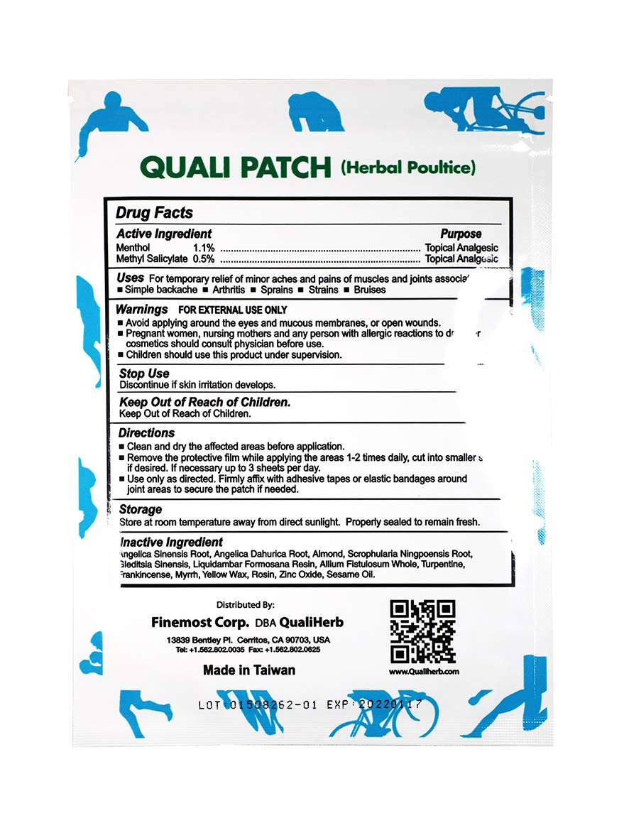 Quali Herbal Poultice Pain Relief Patch Muscle Pain Joint Pain Shoulder Pain Long Lasting Pain Patch 3 Sheets Per Pack Quali-Patch buy supplements canada