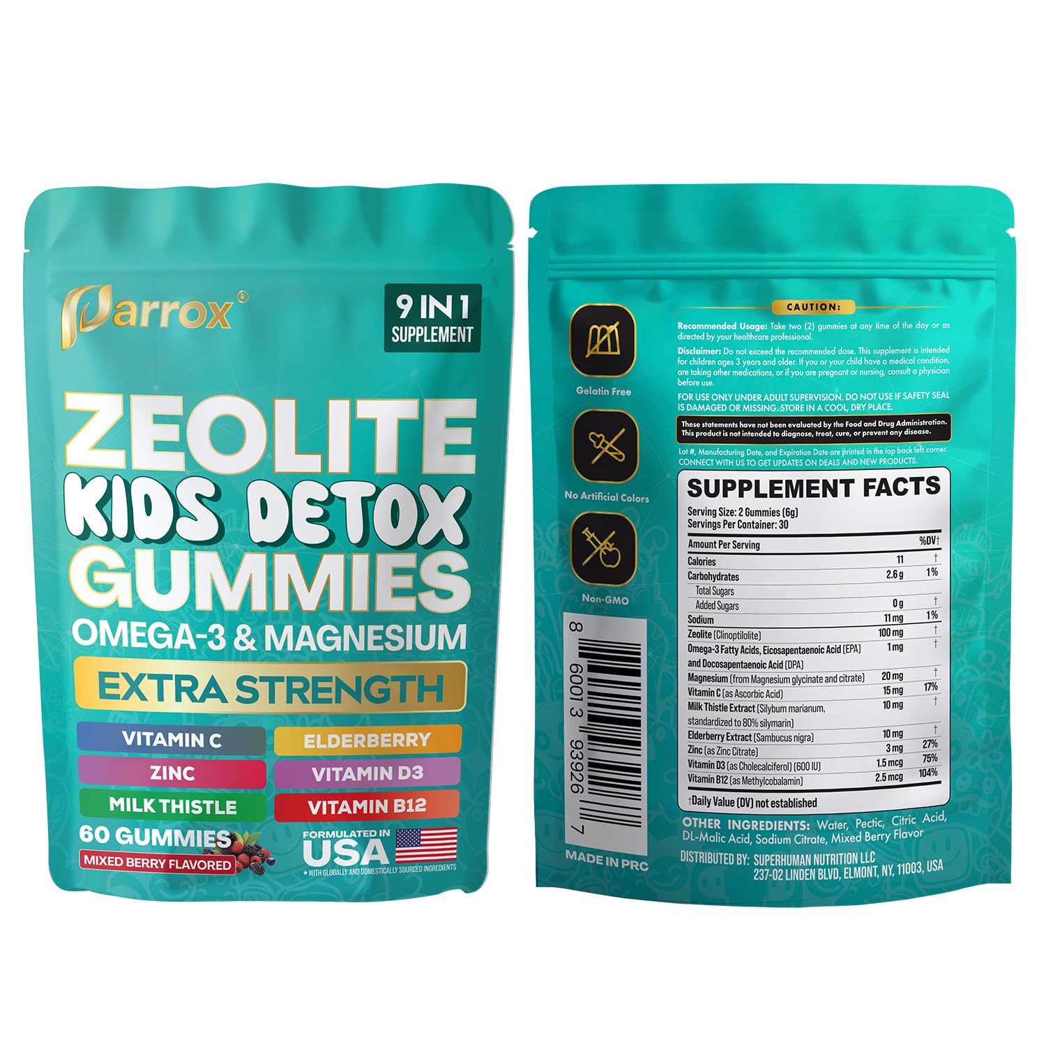 Parrox Zeolite Kids Gummies, 9-in-1 with Zeolite, Omega-3, Magnesium, Elderberry, Vitamin C, Milk Thistle, Vitamin D3, Zinc, B12 – Sugar-Free Parrox buy supplements canada