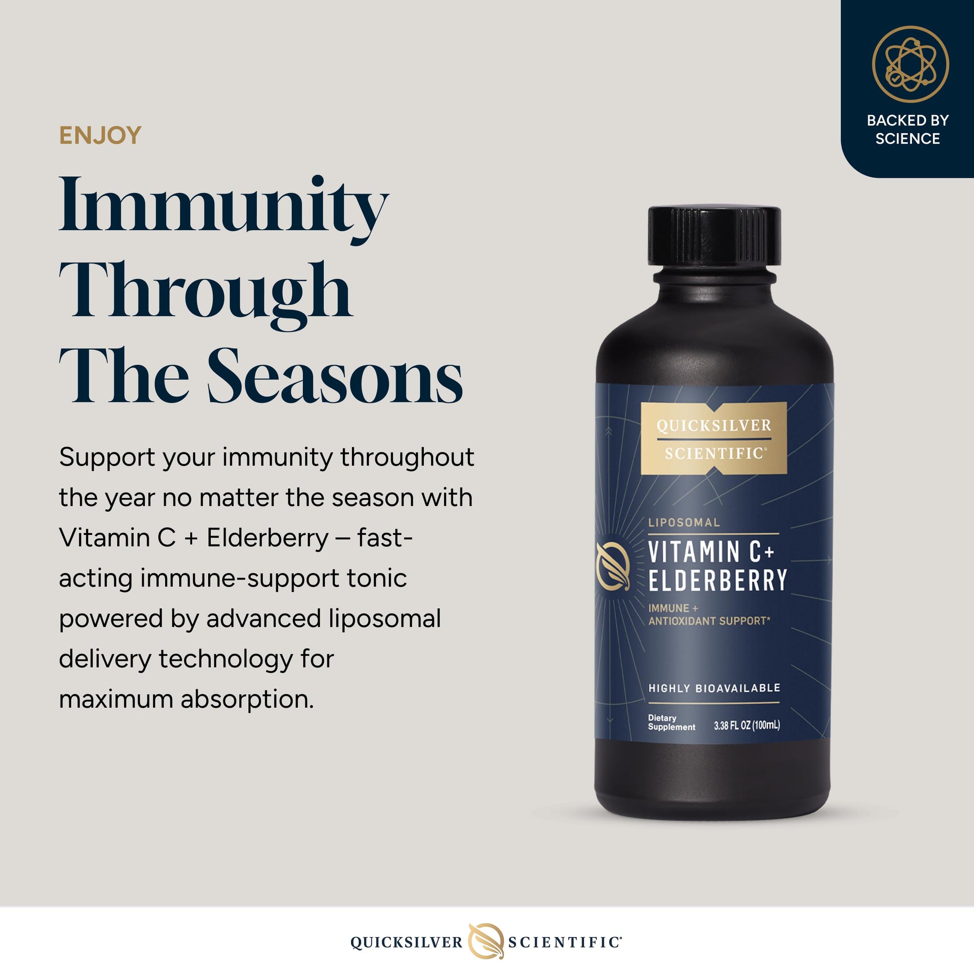 Quicksilver Scientific Liposomal Vitamin C + Elderberry - 1000mg with Superior Absorption Technology & Tocotrienols - Antioxidant & Immune Support Tonic (100ml), 1 Item Quicksilver Scientific buy supplements canada