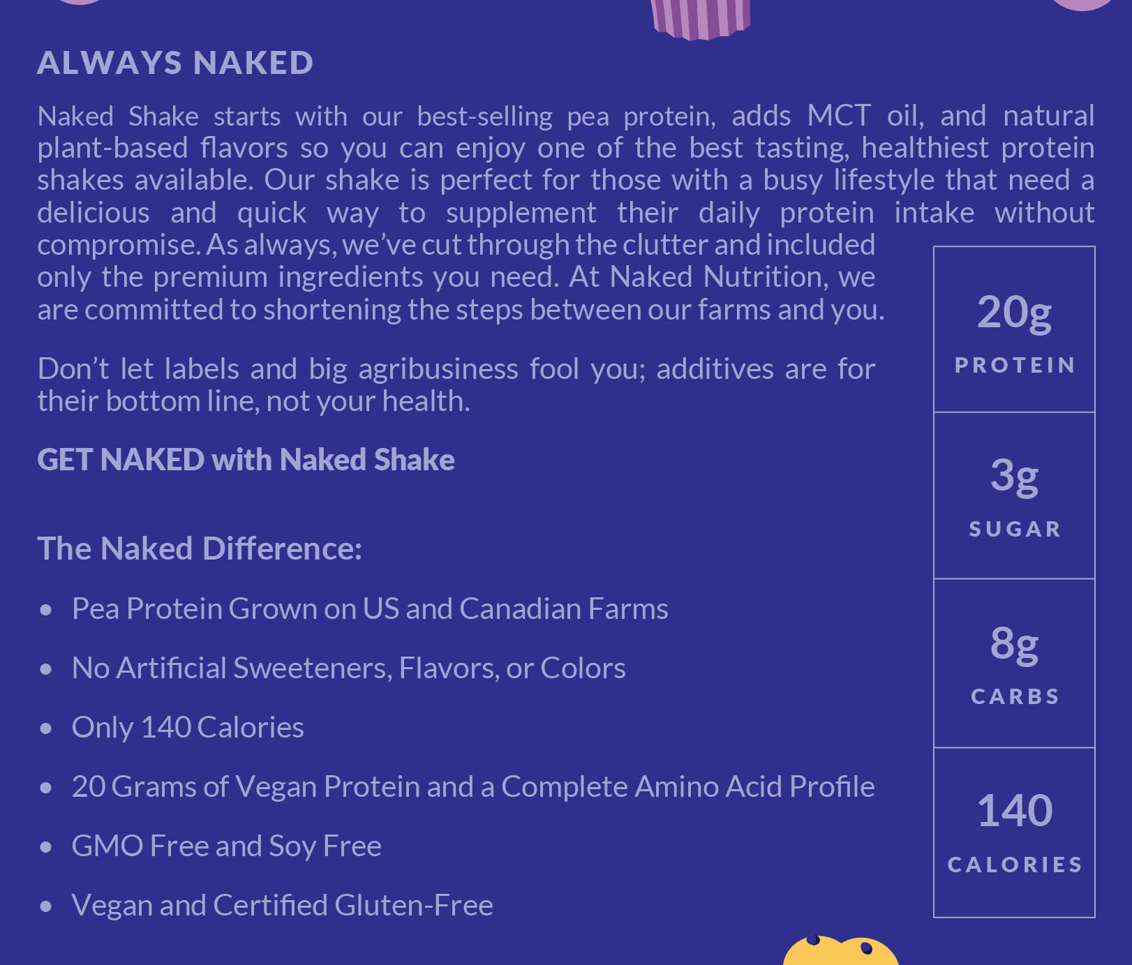 Naked Shake - Blueberry Muffin Protein Powder - Flavored Plant Based Protein Naked Nutrition buy supplements canada