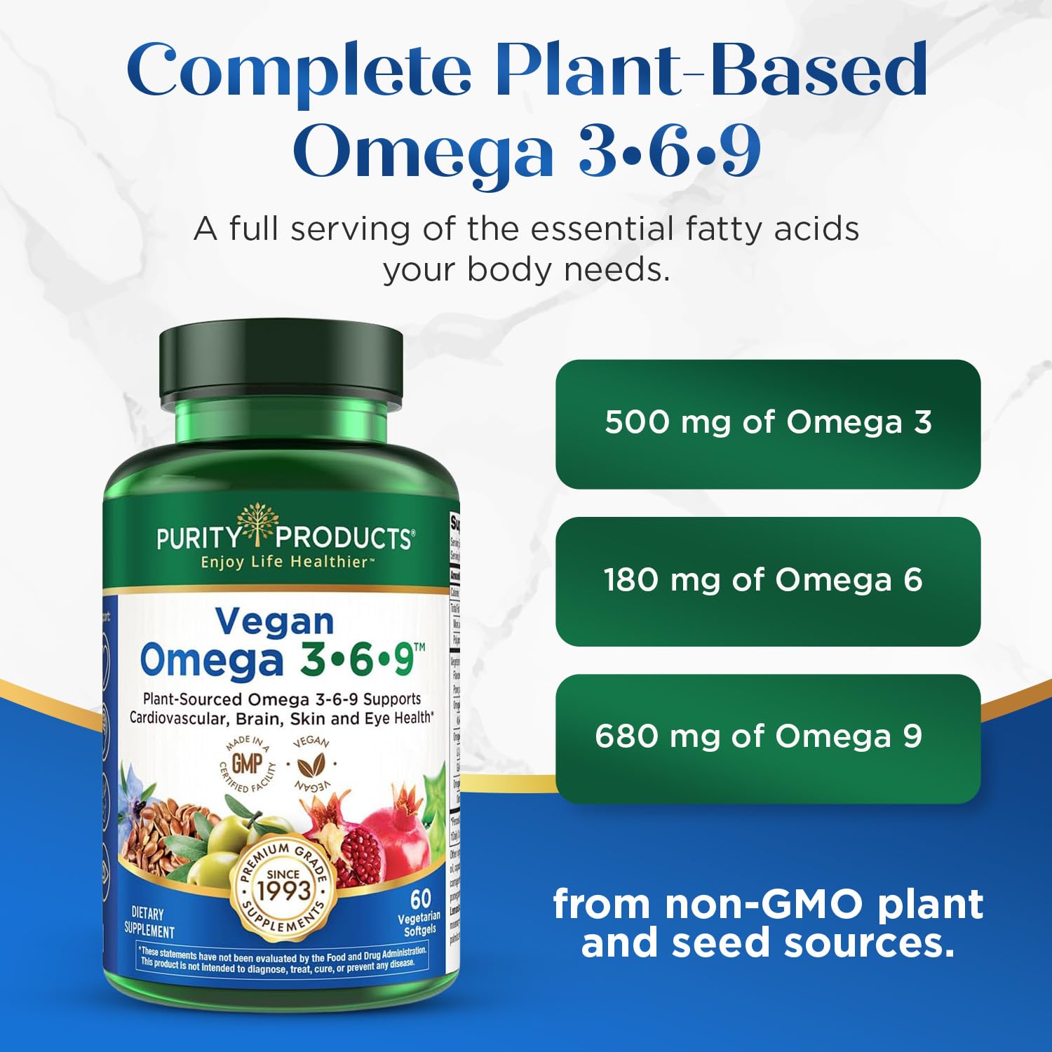 Purity Products Omega 3-6-9 Vegan and Vegetarian Formula - “5 in 1” Essential Fatty Acid Complex - Scientifically Formulated Plant-Based Omega 3 6 9 Purity Products buy supplements canada