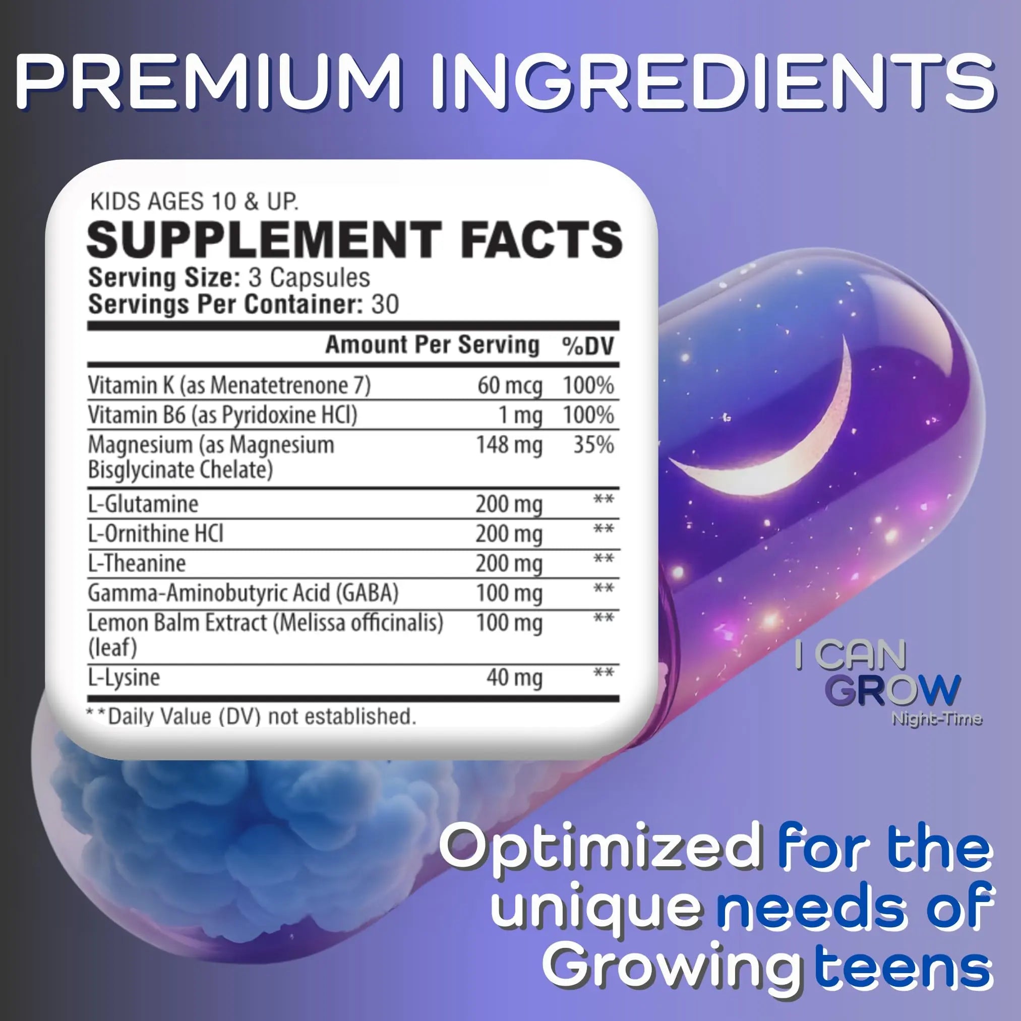 I Can Grow NightTime Kids Vitamins Multivitamin Sleep Aid | Magnesium for Kids with Magnesium Bisglycinate | Natural Calm & Recovery | Fawelo buy supplements canada