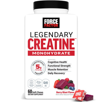 Force Factor Legendary Creatine Chews, 5g Creatine Monohydrate, Build Muscle, Improve Strength & Recovery, Support Memory & Cognitive Function, Sugar Free, Berry Blast, 60 Soft Chews Force Factor buy supplements canada