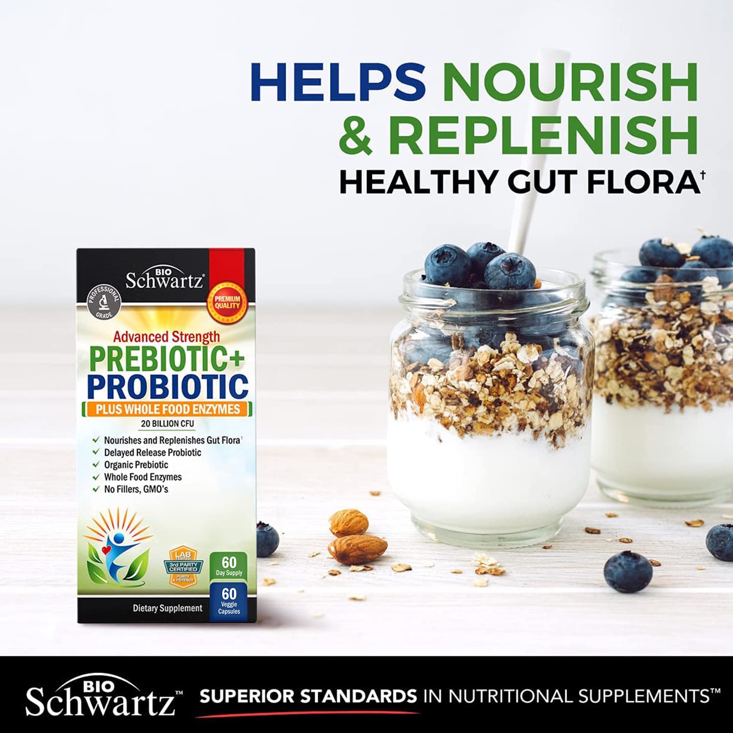 Prebiotics and Probiotic with Whole Food Enzymes for Adults Women & Men BioSchwartz buy supplements canada