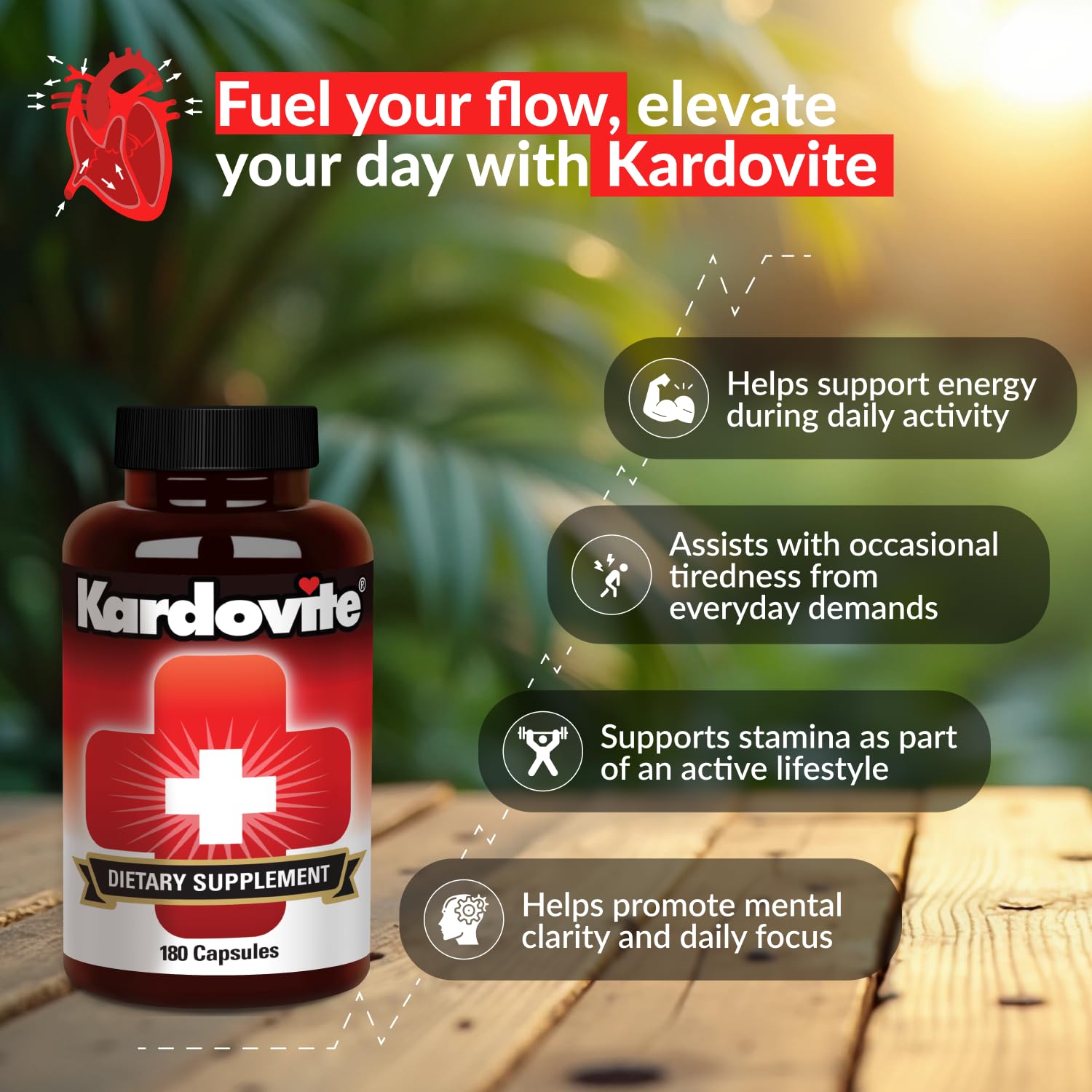 Kardovite Herbal Circulation Support Capsules 180s | Supports Circulatory Wellness with Hawthorn, Garlic, Ginkgo, Cayenne, Milk Thistle, Bilberry & Valerian | Supports Vitality & Daily Wellness Kardovite buy supplements canada