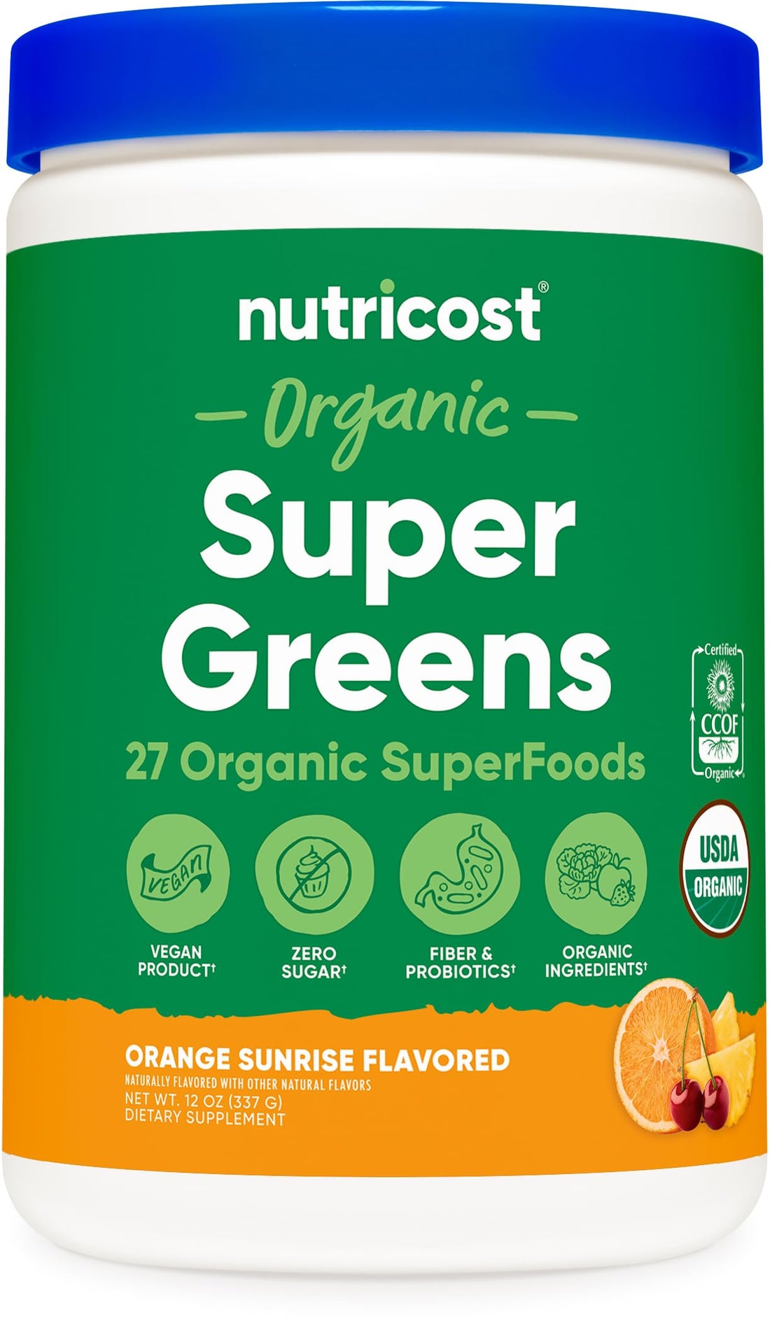 Nutricost Organic Super Greens Powder (30 Servings) Orange Sunrise Flavor - Superfood Supplement Drink Mix Nutricost buy supplements canada
