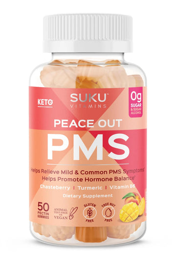 SUKU Vitamins - PMS Gummy Supplement with Chasteberry to Relieve PMS and Menopause Peach Mango Gummies (50 Count) SUKU buy supplements canada