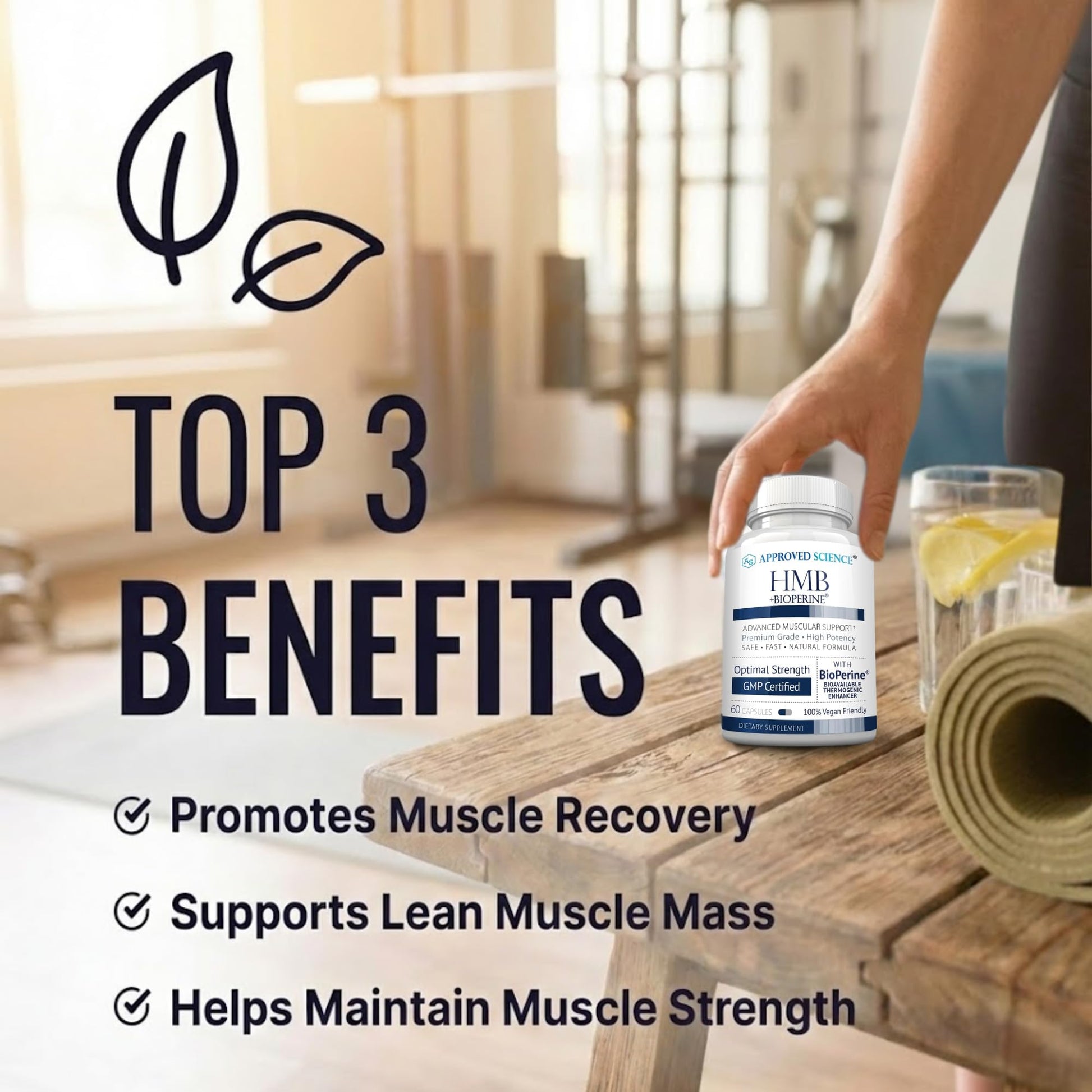 Approved Science HMB - 1500mg High Potency HMB Supplement with Calcium & BioPerine for Absorption - Muscle Health & Exercise Performance - 60 Vegan Capsules - Pack of 3 Approved Science buy supplements canada