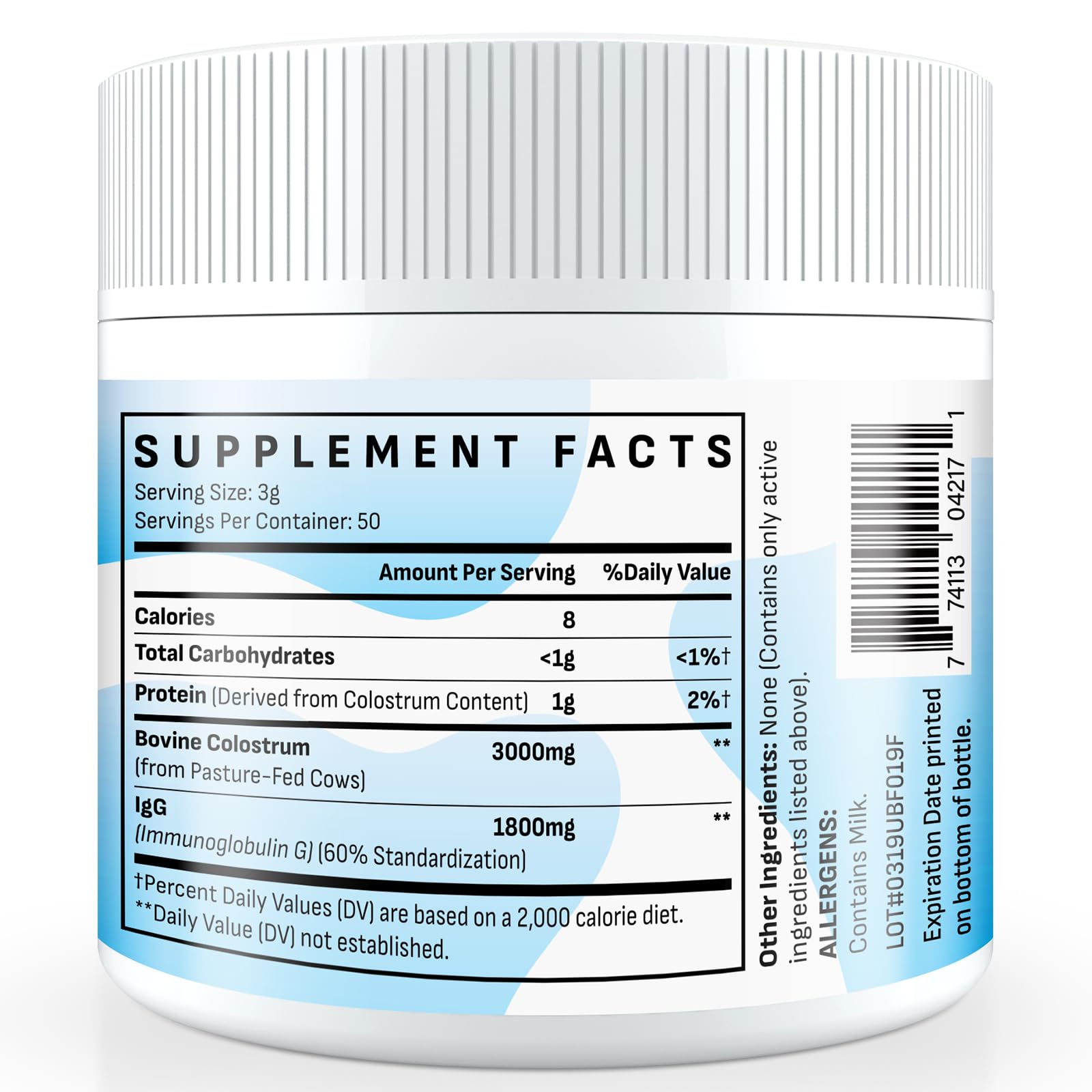 Energievoll Bovine Colostrum Supplement Powder - 60% IgG 3000 mg for Gut, Hair Growth, Beauty, and Immune, Easy to Mix, Unflavored (50 Servings) Energievoll buy supplements canada