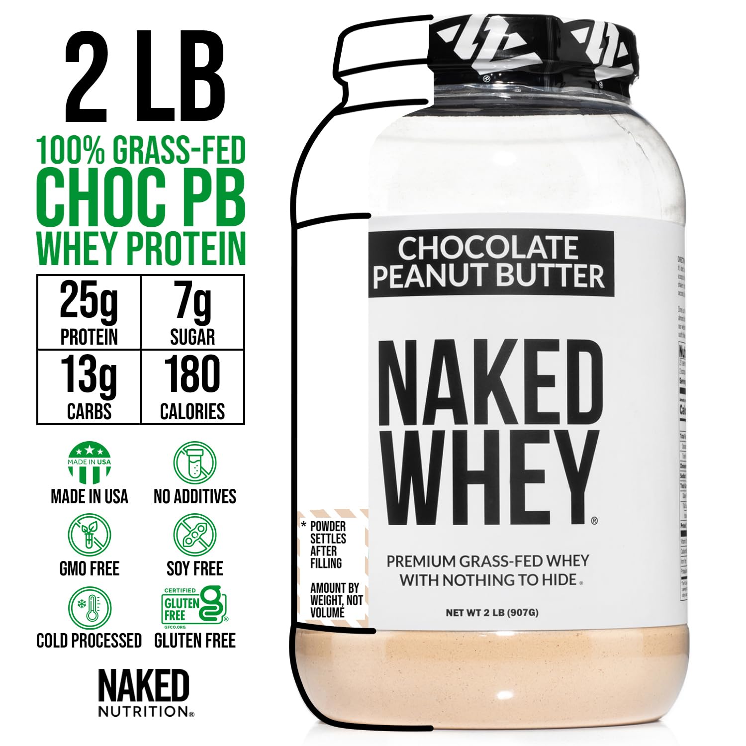 NAKED Whey Protein Powder (Chocolate PB, 2 LB) NAKED buy supplements canada