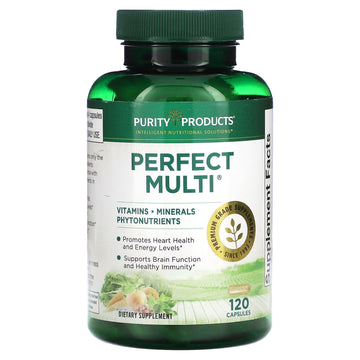 Purity Products Perfect Multi - Multivitamin Packed with Vitamins, Minerals and Phytonutrients - 60 Breakthrough Nutrients - Support for Healthy Immunity, Normal Energy Levels - 120 Capsules (1) Purity Products buy supplements canada
