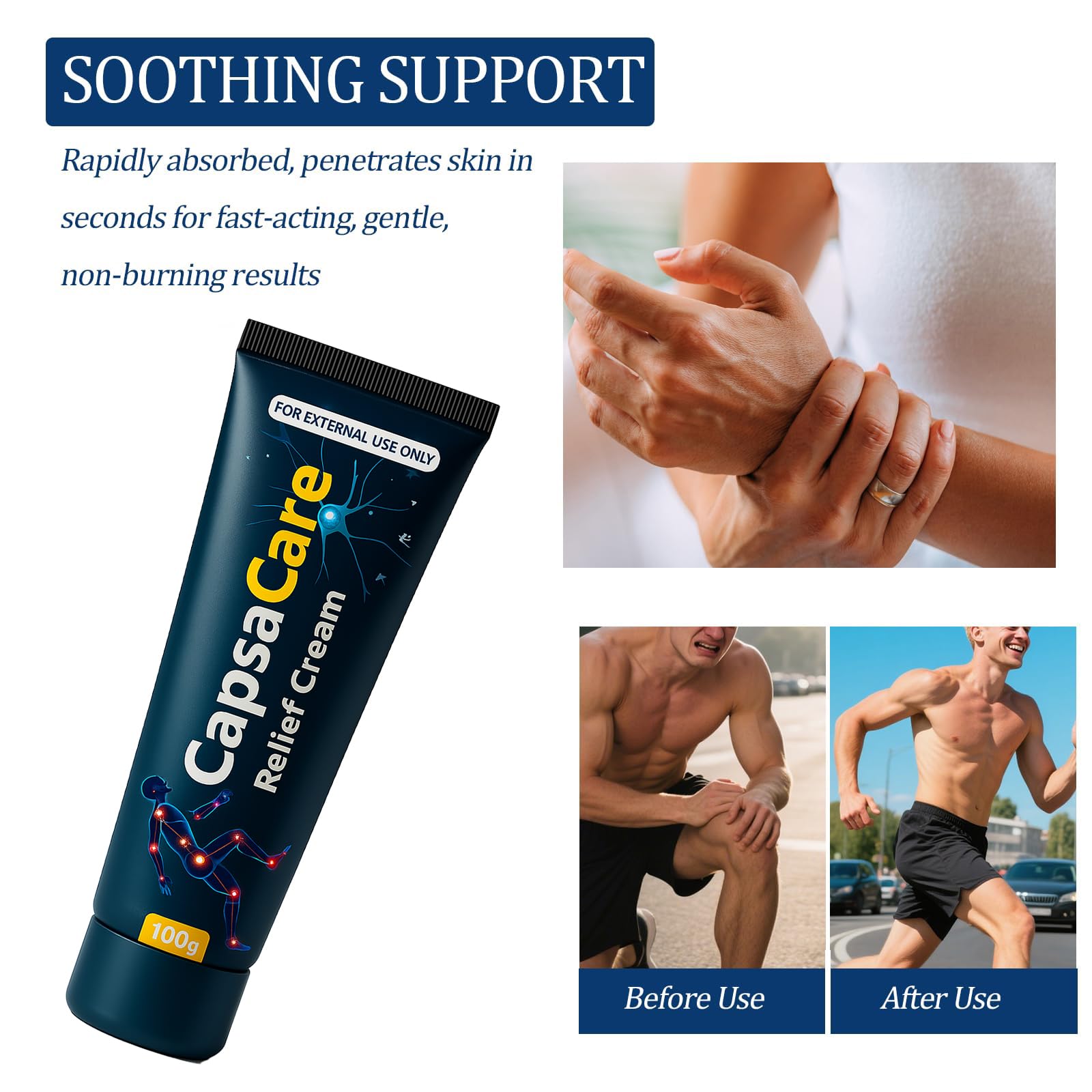 CapsaCare Neuropathy Relief Cream - with Capsaicin & Arnica, Menthol for Muscle & Joint Comfort, Fast Absorbing Formula for Feet, Hands, Legs, and Waist (2Pcs) MCArthur buy supplements canada