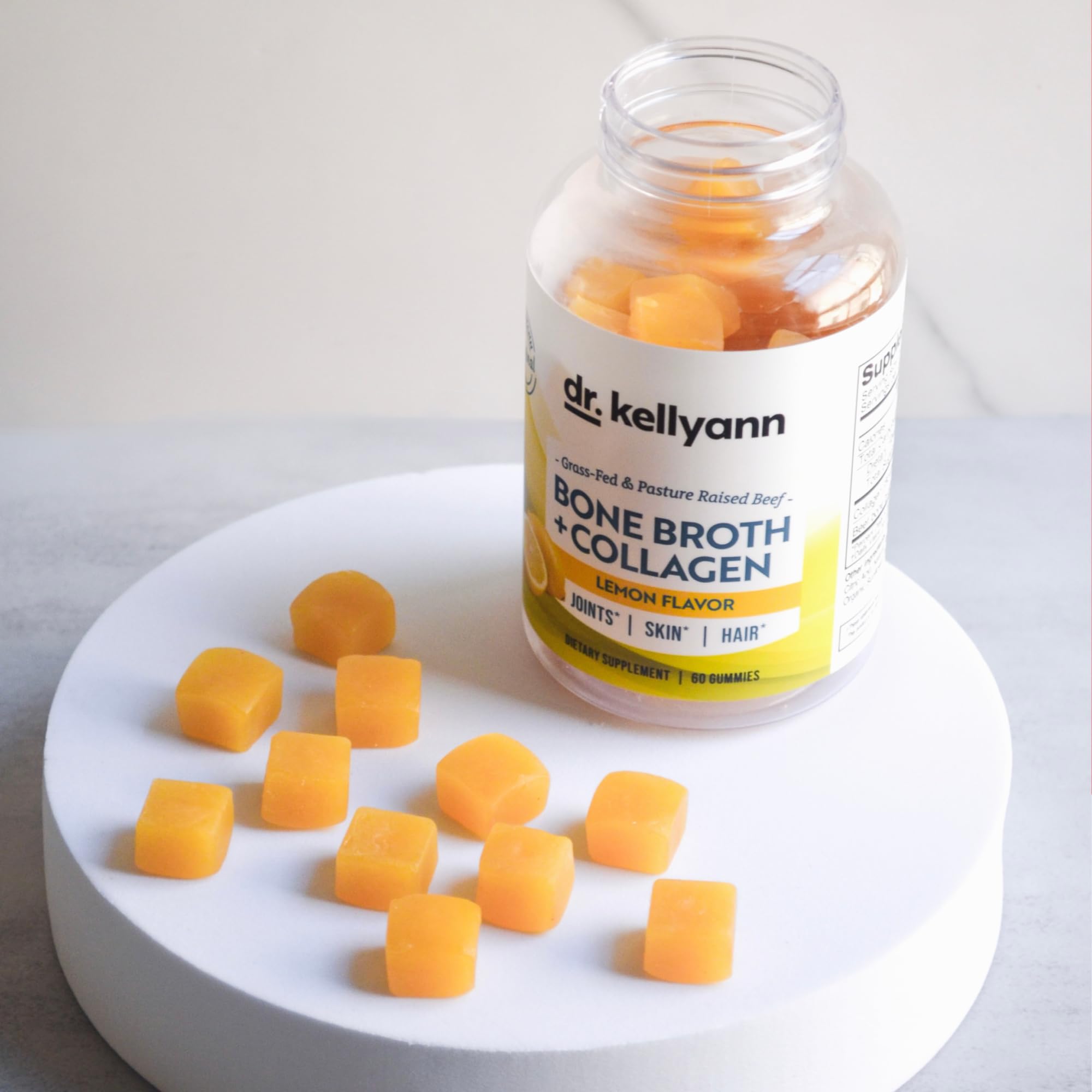 Dr. Kellyann Collagen + Bone Broth Gummies, Lemon | Gut, Skin, Joint & Hair Support | Grass-Fed Beef | Non-GMO, Dairy-Free, Soy-Free | 60 Gummies Dr. Kellyann buy supplements canada