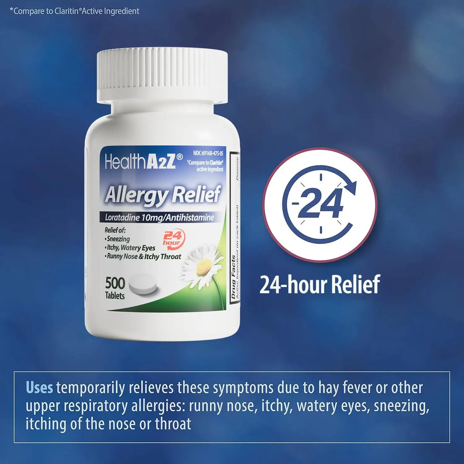 HealthA2Z® Allergy Relief | Loratadine 10mg Antihistamine | 500 Tablets | Dye Free | Relief from Itchy Throat, Sneezing, Runny Noses | 24-Hours Allergy Medicine HealthA2Z buy supplements canada