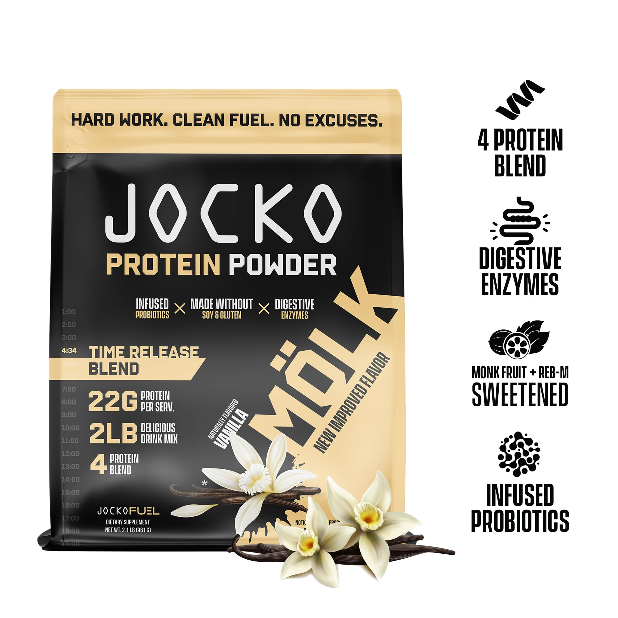 Jocko Mölk Whey Protein Powder (Vanilla) - Keto, Probiotics, Grass Fed, Digestive Enzymes Jocko Fuel buy supplements canada