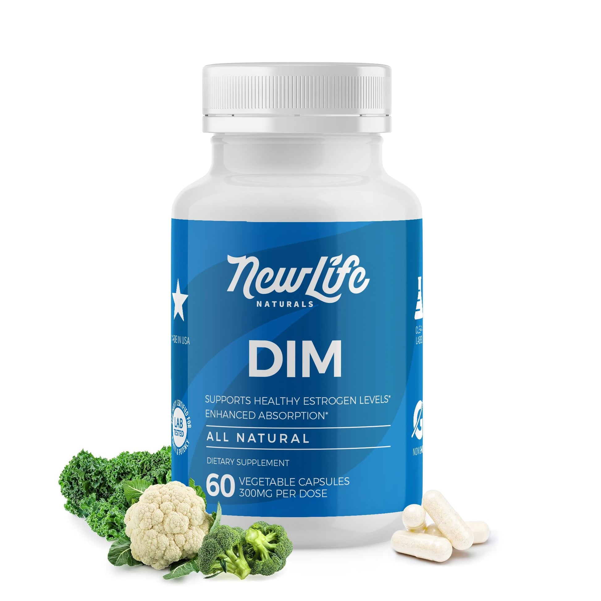 NewLife Naturals DIM Supplement 300mg for Women & Men - Hormonal Acne, Estrogen Balance Pills, Post Menopause Relief | Healthy Estrogen Level | Hormonal Balance - Bioperine | PCOS - 60 Day Supply NewLife Naturals buy supplements canada