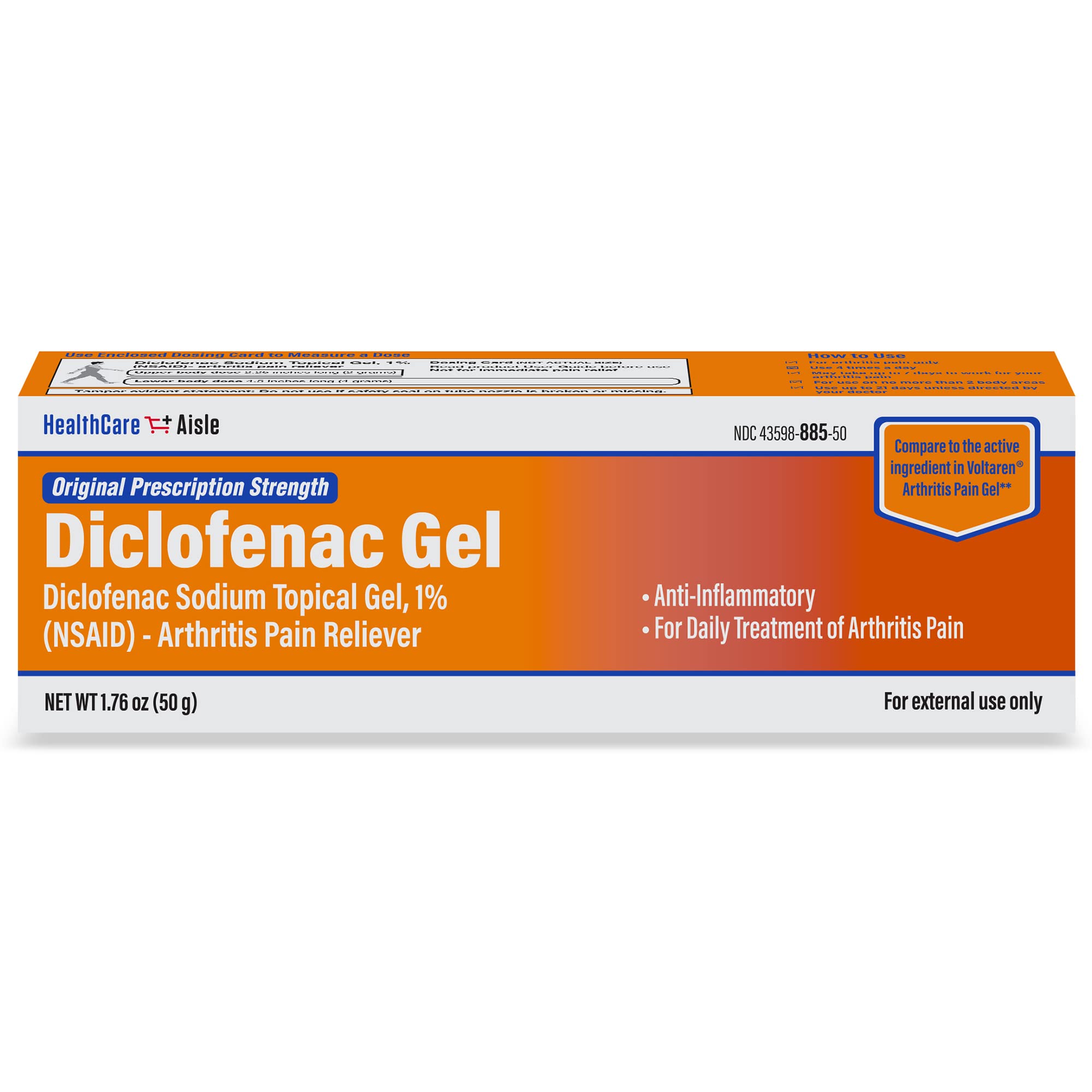 HealthCareAisle Diclofenac Gel, 1%, Arthritis Pain Relief - 50 g tube - Original Prescription Strength (NSAID) HealthCareAisle buy supplements canada
