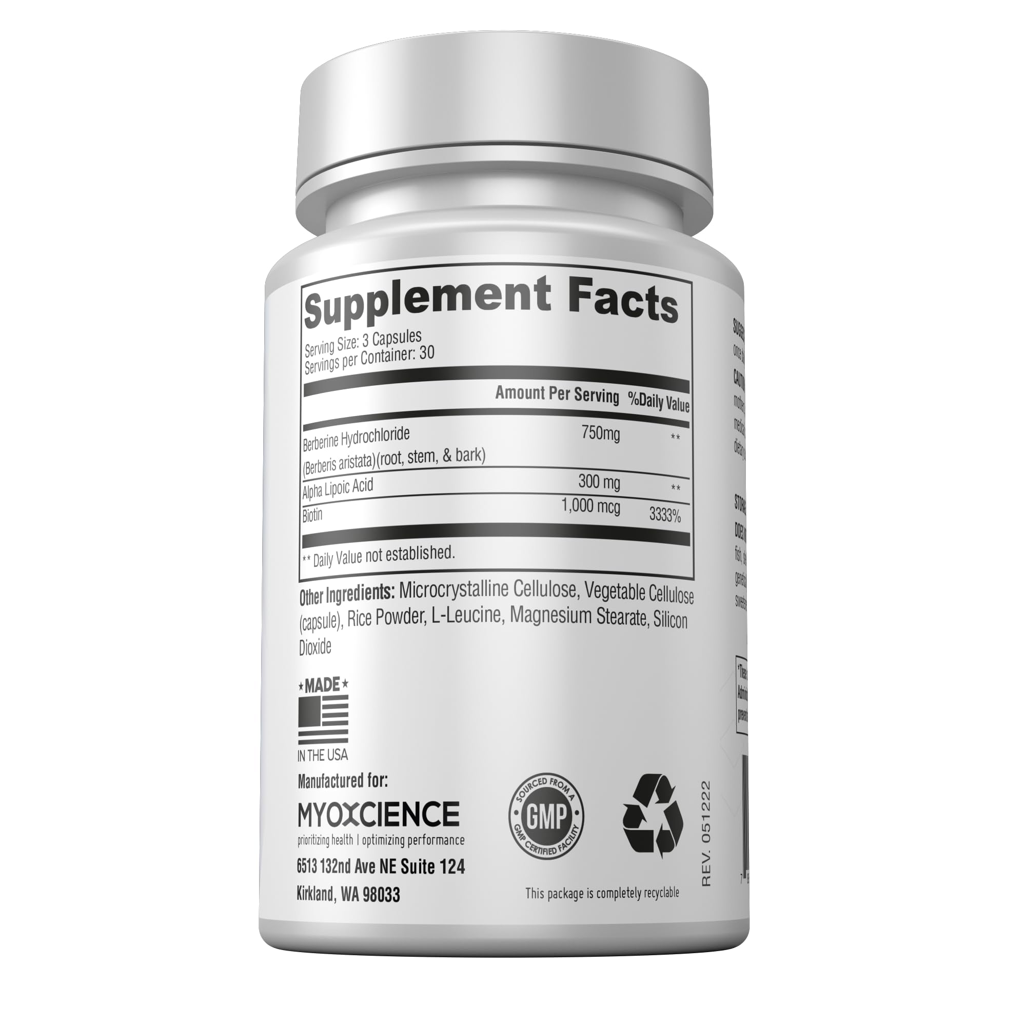 MYOXCIENCE Berberine Fasting Accelerator: Berberine HCL with ALA (Alpha Lipoic Acid) MYOXCIENCE buy supplements canada