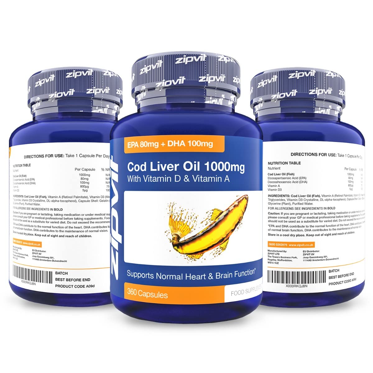 Cod Liver Oil 1000mg, 360 Capsules of High Strength Fish Oil, Rich in Omega 3. Supports Zipvit buy supplements canada