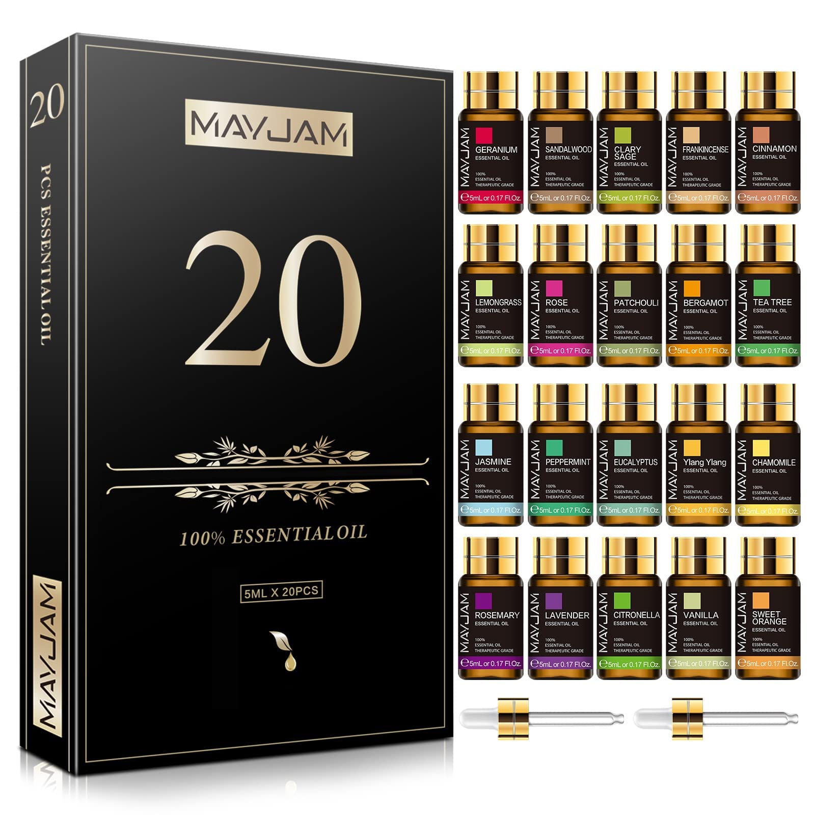 MAYJAM Tea Tree 20 Pcs Pure Essential Oil Gift Set, for Diffuser, Humidifiers, Skin Care, Massage MAYJAM buy supplements canada