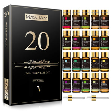 MAYJAM Tea Tree 20 Pcs Pure Essential Oil Gift Set, for Diffuser, Humidifiers, Skin Care, Massage MAYJAM buy supplements canada