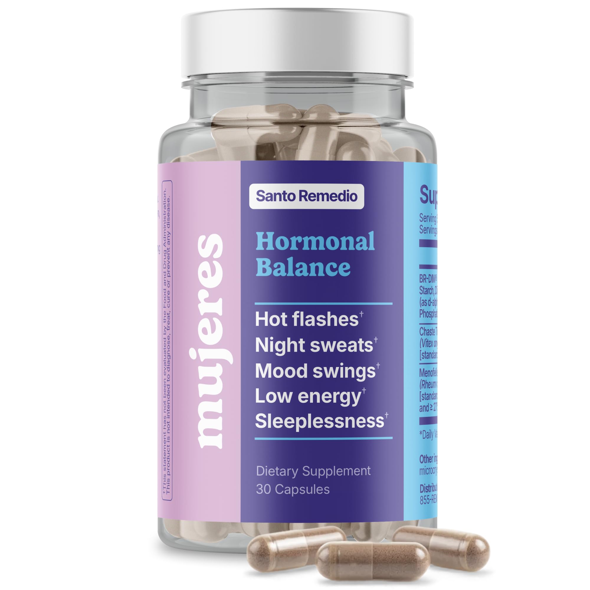 Santo Remedio Hormonal Balance for Women | Menopause Support for Hot Flashes, Night Sweats & Mood Swings | Hormone-Free Formula with Siberian Rhubarb, Chaste Tree & DIM | Doctor Juan Rivera Product Santo Remedio buy supplements canada