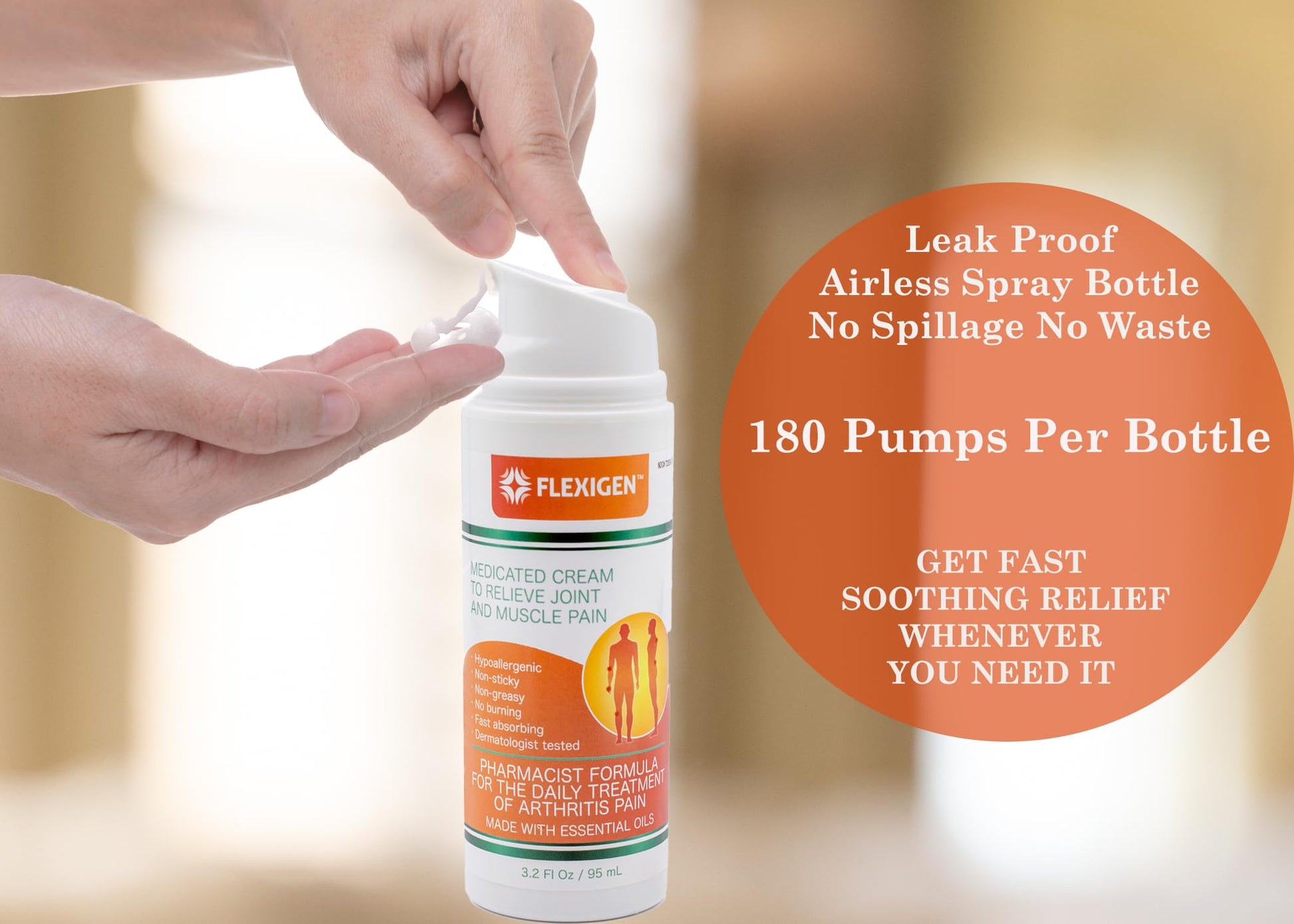 FLEXIGEN, Frankincense Pain Relief Cream Lotion– 3.2 oz Spray Pump – Natural Rub for Arthritis, Menthol Therapy Joint & Muscle Pain – Cooling Formula, Pleasant Scent – Topical OTC FLEXIGEN buy supplements canada