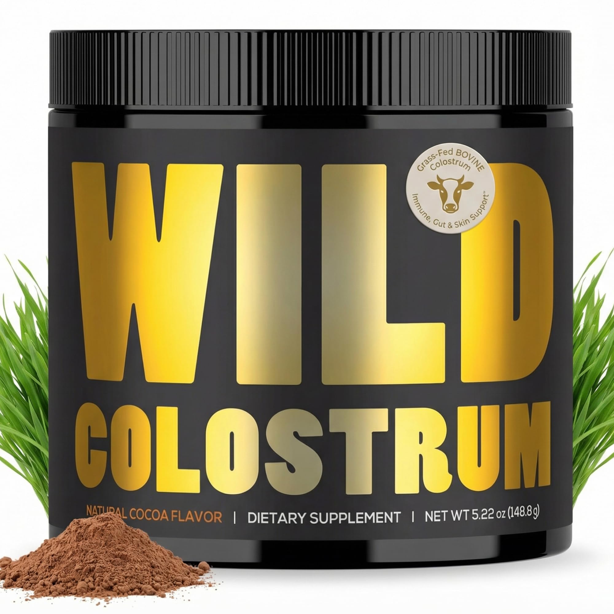 Colostrum Supplement - Grass Fed Pure Bovine Colostrum Powder - 2000mg & 400mg IgG (calostro bovino) - Gut, Immunity, Skin, Hair Support - Sugar Free, Natural Cacao Flavour, 30 Servings Wild Foods buy supplements canada