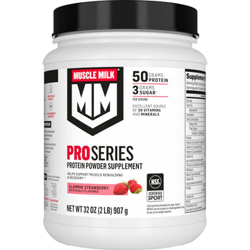 Muscle Milk Pro Series Protein Powder Supplement, Slammin' Strawberry, 2 Pound, 11 Servings, 50g Protein, 3g Sugar, 20 Vitamins & Minerals, NSF Certified for Sport, Packaging May Vary Muscle Milk buy supplements canada