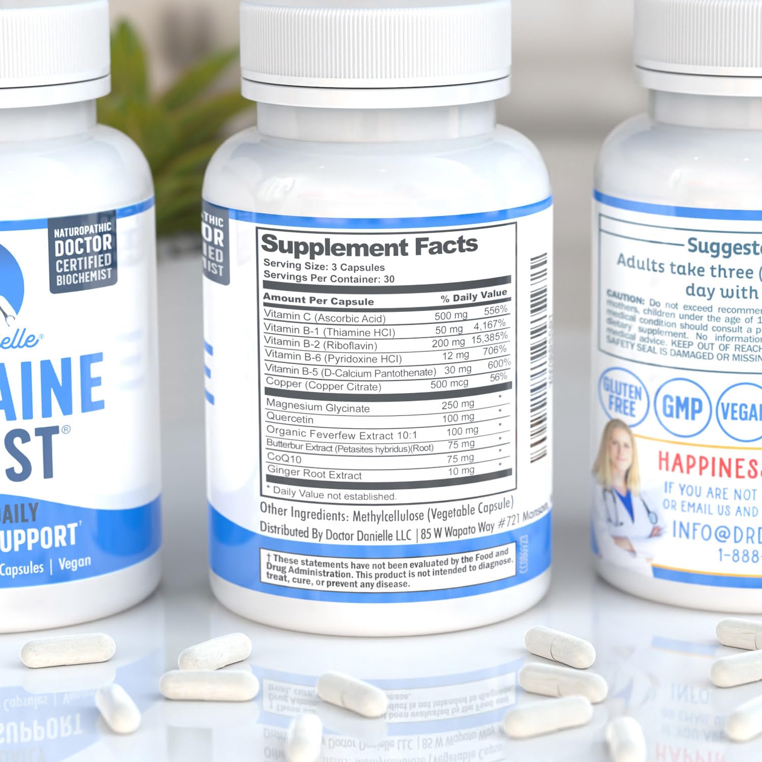 Best Migraine Relief Product with Magnesium - Migraine Assist Supplement with Quercetin, Feverfew, Butterbur, CoQ10 from Dr. Danielle, 90 Capsules Doctor Danielle buy supplements canada