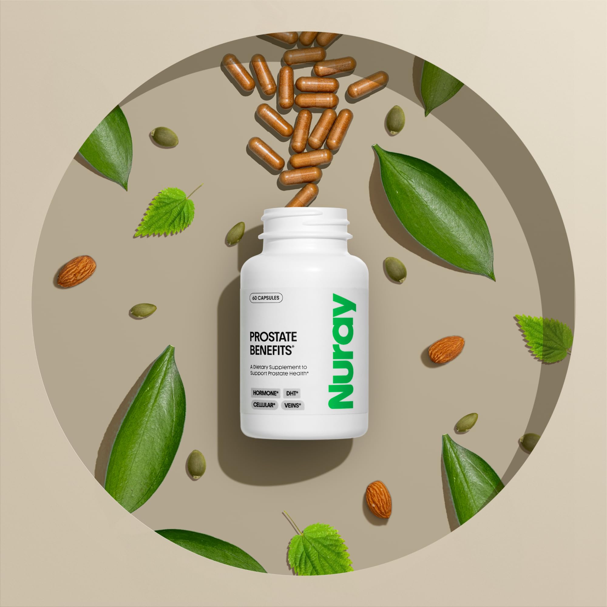 Nuray Prostate Support Supplement for Men and Women with Saw Palmetto, Vitamin C, Vitamin E, Zinc, Stinging Nettle & Alpha Lipoic Acid - 60 Vegetarian Capsules Nuray buy supplements canada