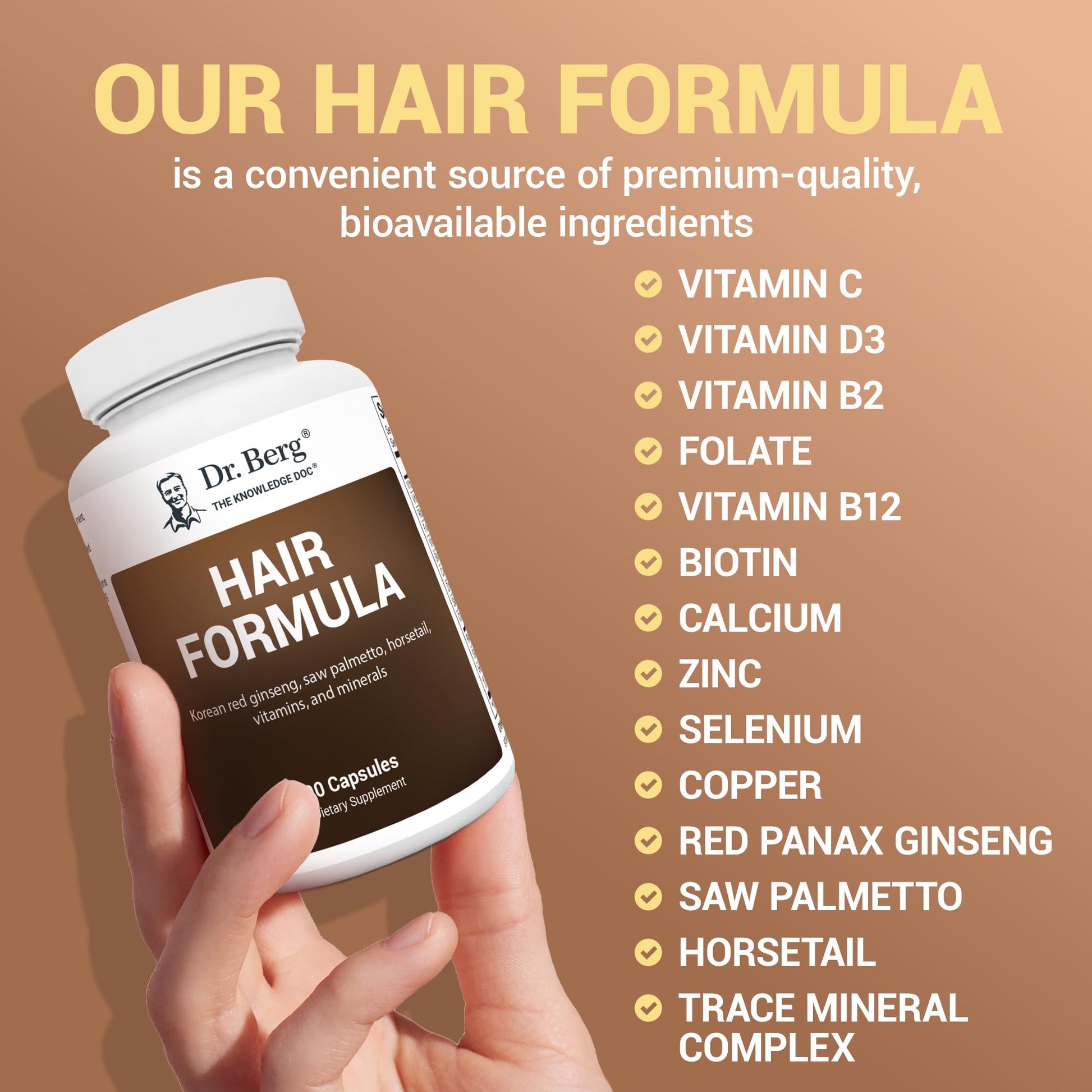 Dr. Berg All-in-One Vitamins for Hair, Skin, & Nails - Advanced Formula with Biotin, Saw Palmetto, DHT Blocker, & Trace Minerals - 90 Veg Capsules Dr. Berg Nutritionals buy supplements canada
