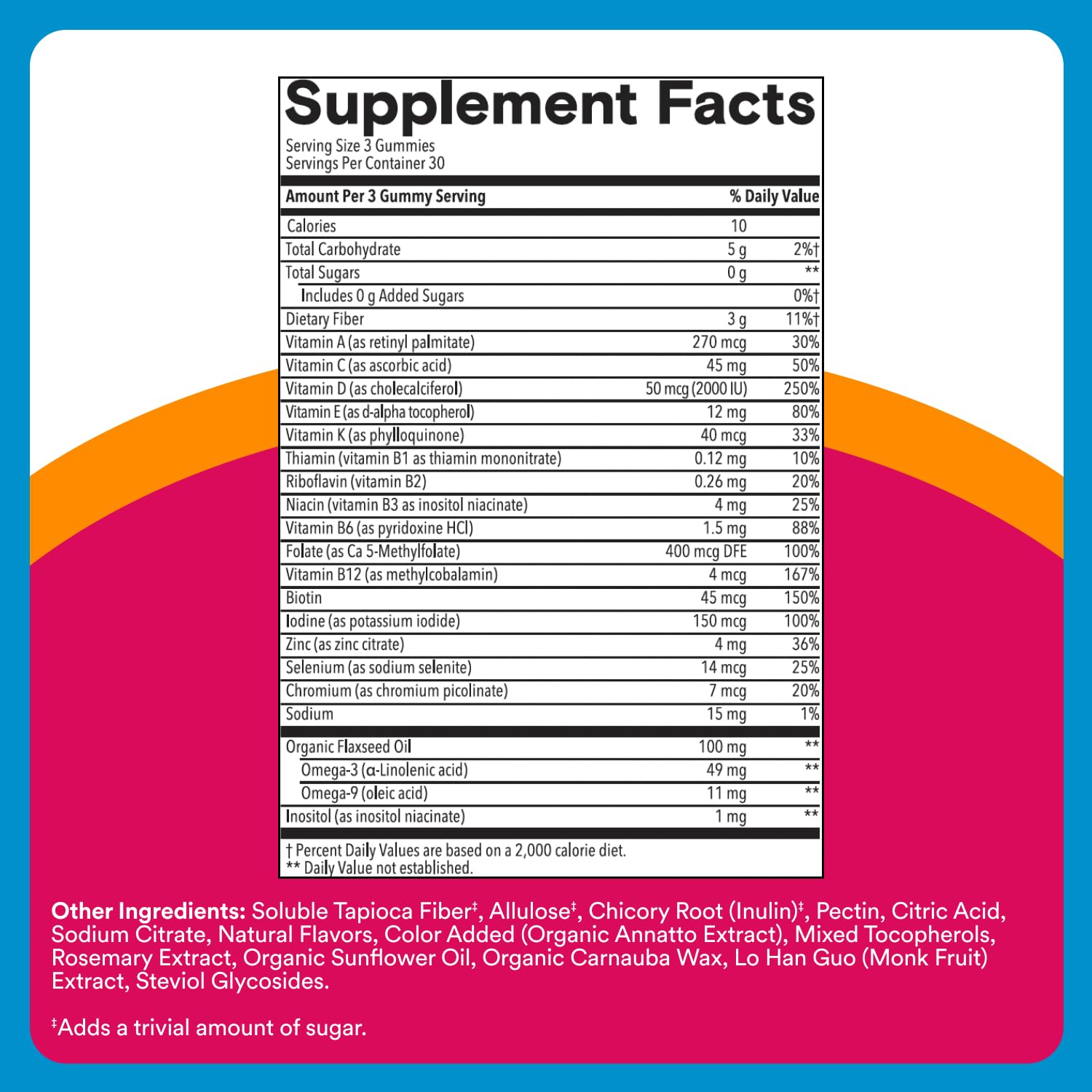 SmartyPants Zero Sugar Women’s Multivitamin Gummies: Biotin, Methylfolate, Omega 3 (ALA), Vitamin D3, C, Vitamin B12, B6, A, K, Zinc, Inositol SmartyPants buy supplements canada