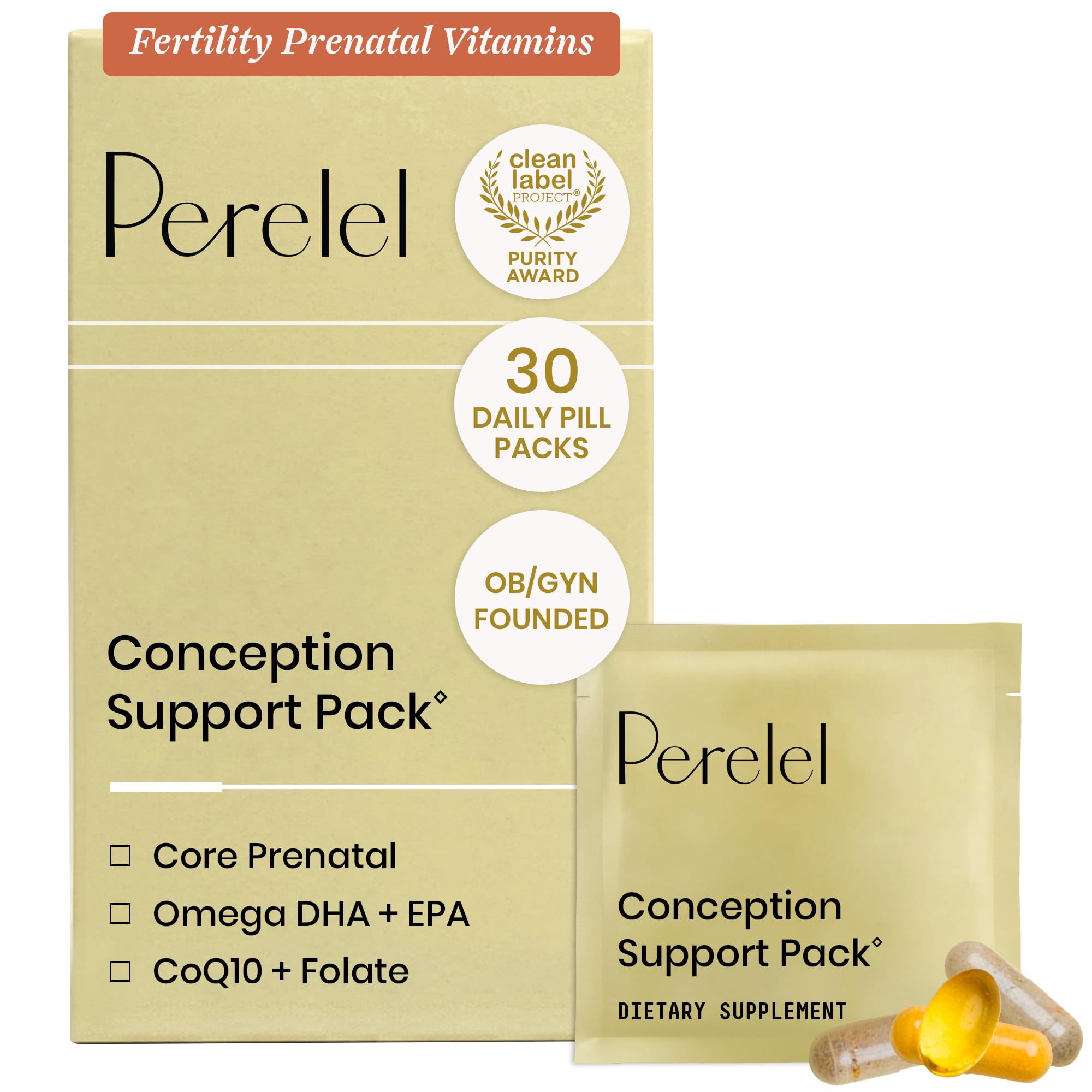Perelel Conception Support Pack, Prenatal Multivitamin with DHA Omega 3, COQ10 & Folate, Supports Fertility Wellness for Women Perelel buy supplements canada
