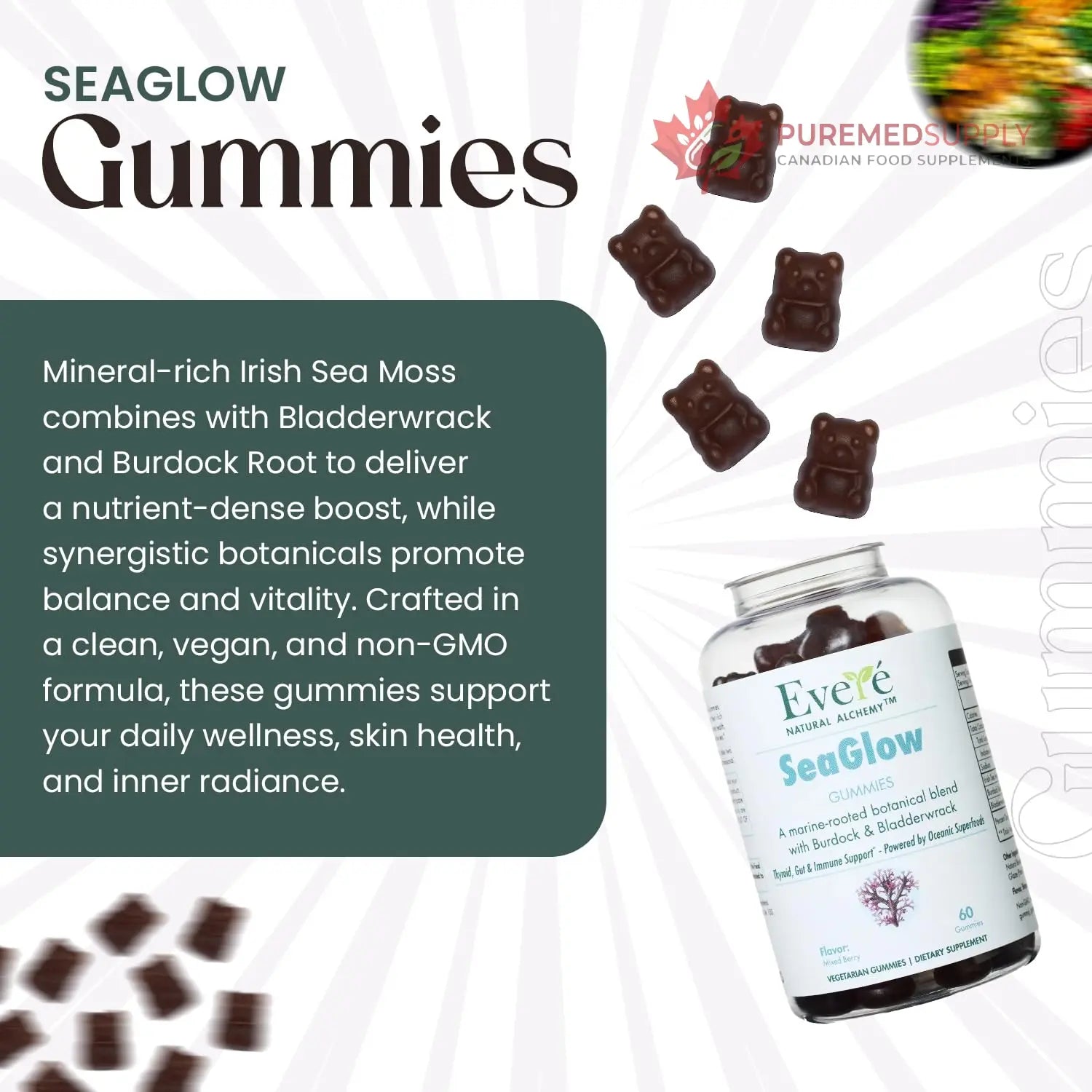 The EverÉ Natural Alchemy Sea Moss with Bladderwrack & Burdock Root – Vegan, Plant-Based Gummies with Minerals & Botanicals – Mixed-Berry Flavor, Non-GMO & Gluten-Free The EverÉ Natural Alchemy buy supplements canada