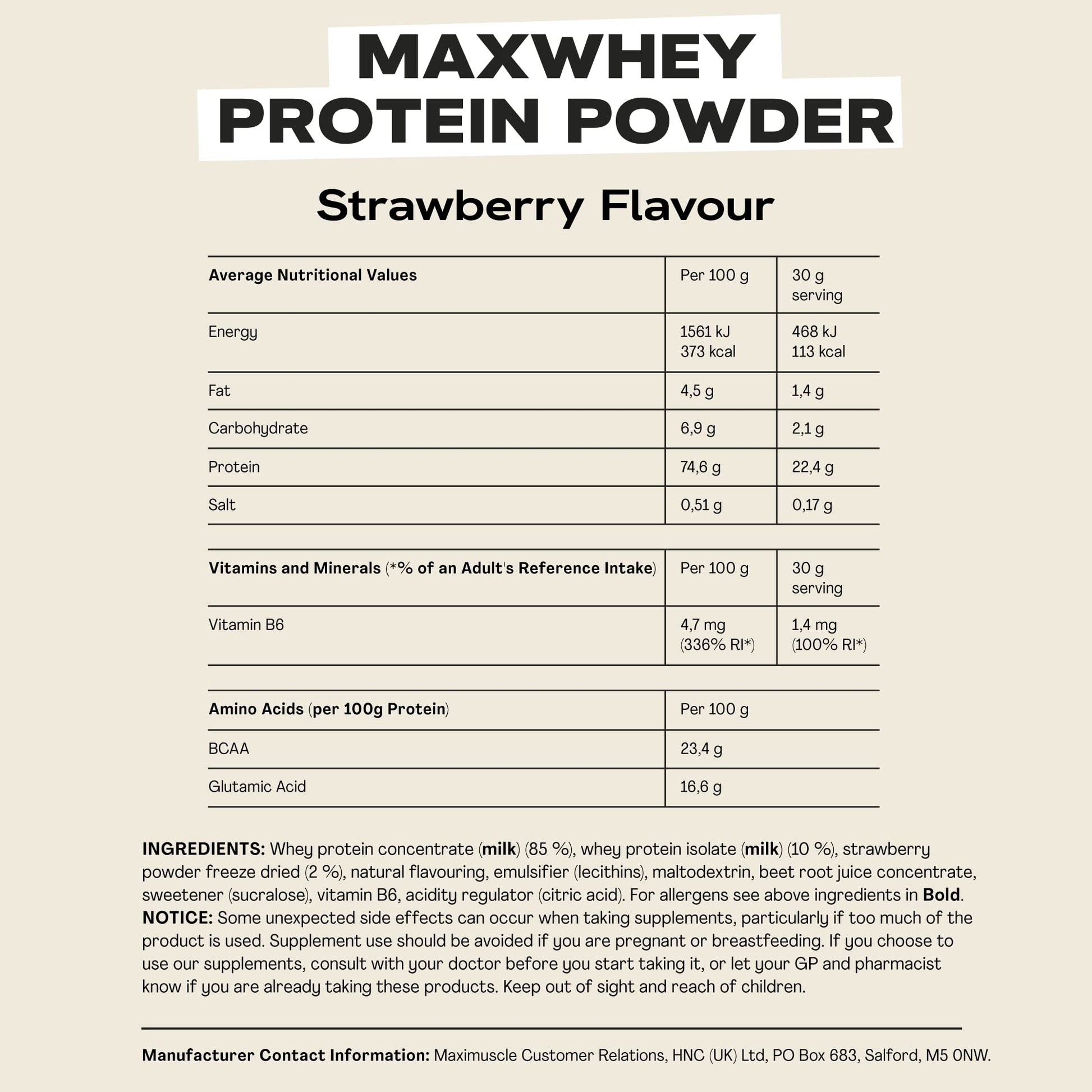 MaxiNutrition - MaxWhey - Whey Protein Powder Strawberry - Low-Fat - Low Sugar MaxiNutrition buy supplements canada