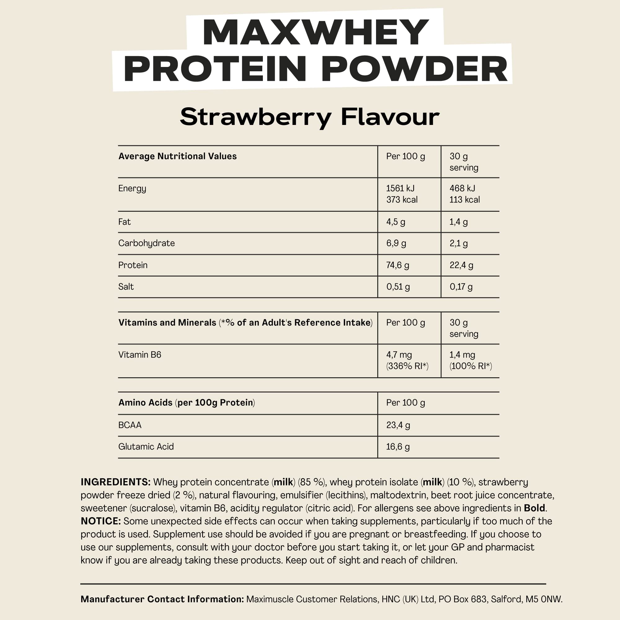 MaxiNutrition - MaxWhey - Whey Protein Powder Strawberry - Low-Fat - Low Sugar MaxiNutrition buy supplements canada