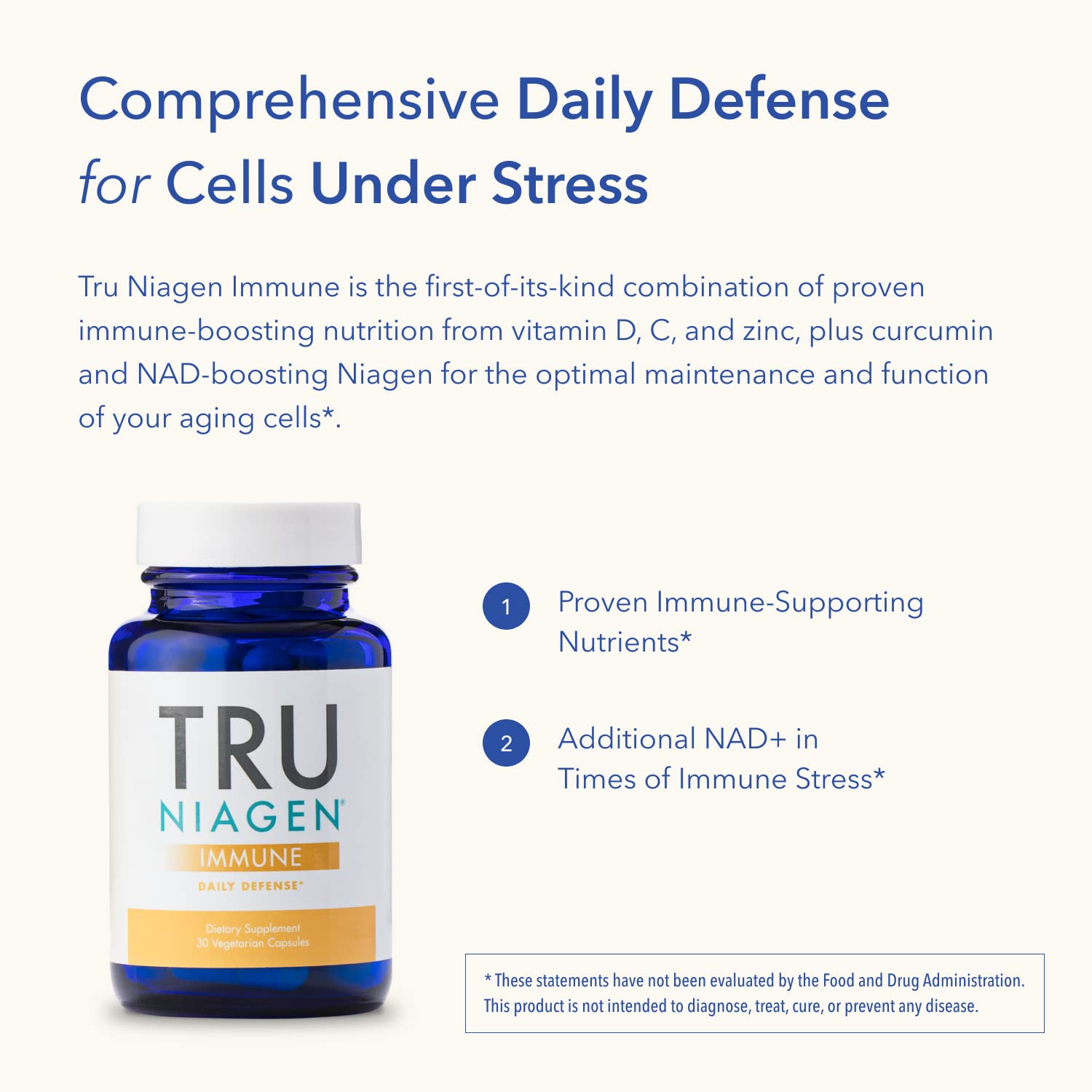 TRU NIAGEN Immune Support Supplement - Daily Defense - Vitamin C from Fermentation, Vegan Vitamin D3 2000 IU, Zinc, Plus Theracurmin (Curcumin) + Multi Award-Winning NAD Boosting Niagen 150mg 30ct TRU NIAGEN buy supplements canada