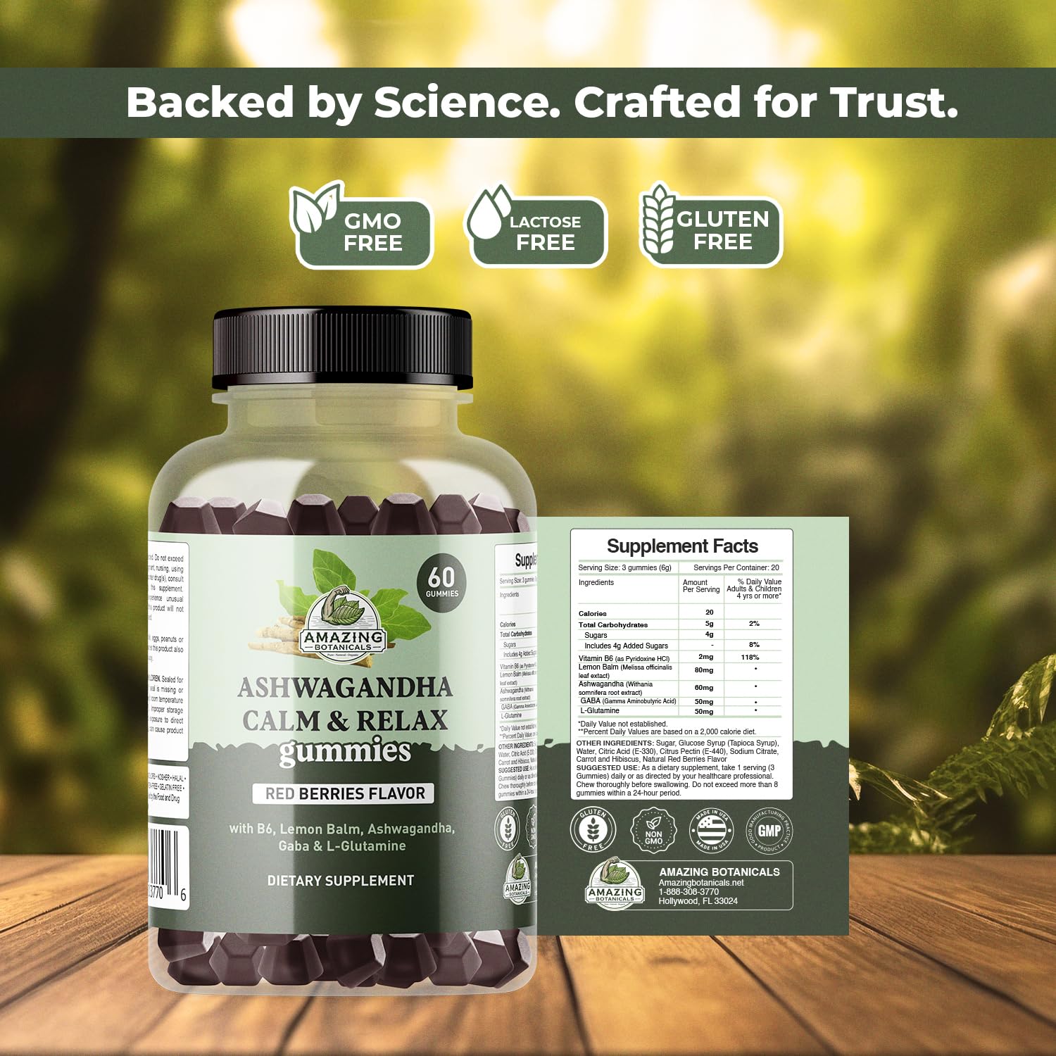 Ashwagandha Calm & Relax Gummies with Vitamin B6, Lemon Balm, GABA & L-Glutamine – 60 Gummies – Red Berries Flavor – Improve Sleep, Stress Relief & Mood – Vegan, Gluten-Free, Non-GMO Amazing Botanicals buy supplements canada