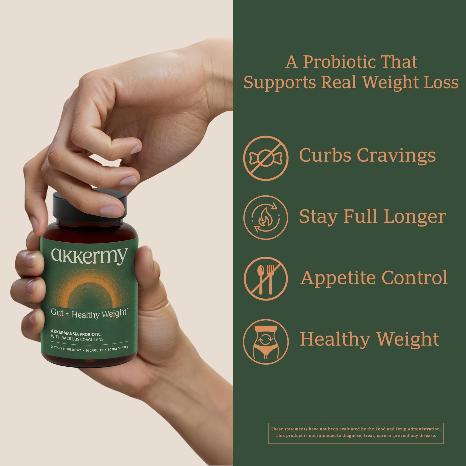 Akkermansia Probiotic for Appetite Suppressant & Craving Control | Increases GLP-1 for Weight Loss | 60 Day Supply | Made in USA | Bacillus Coagulans, B2, D3 & Chromium | SIBO Friendly, Vegan Akkermy buy supplements canada