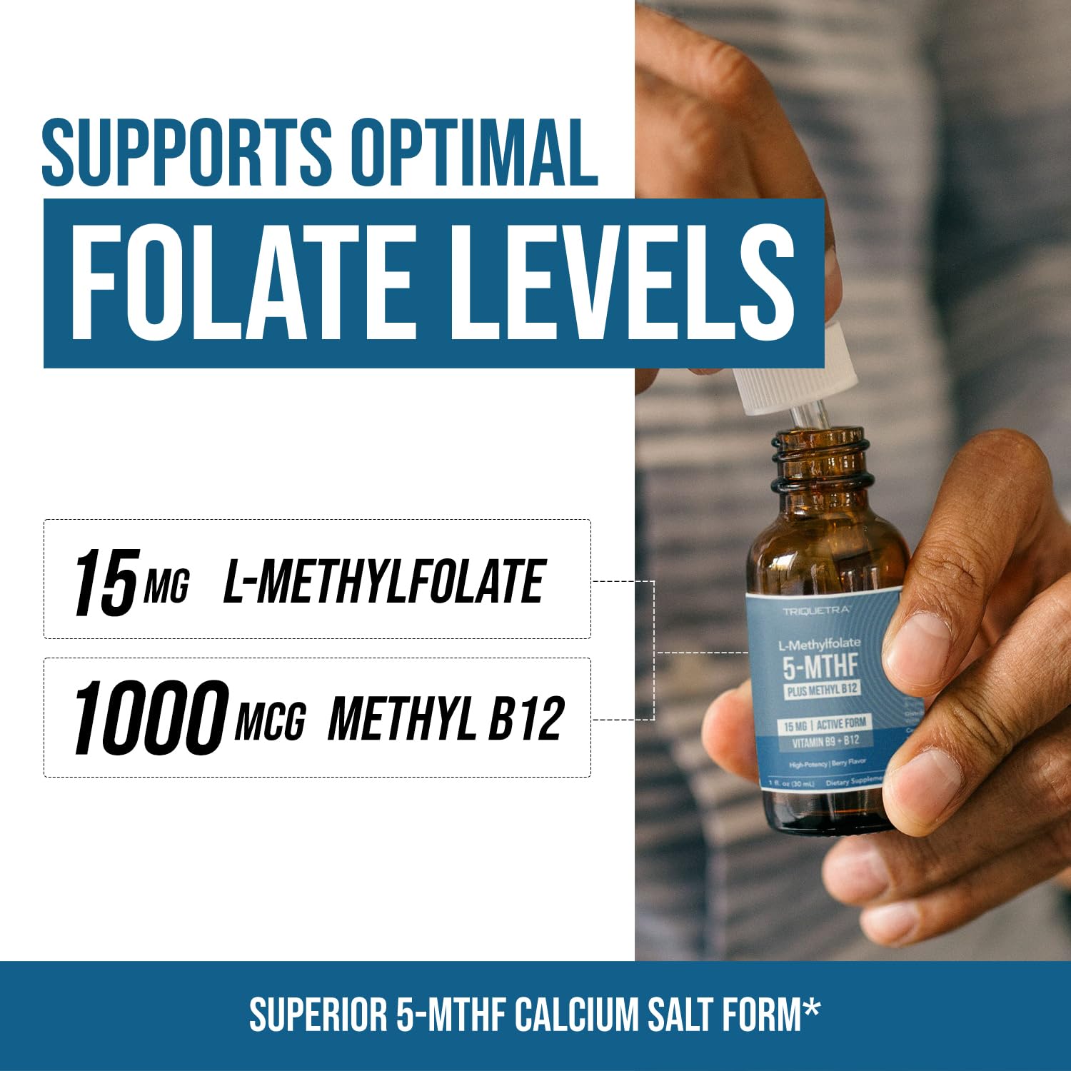 L Methyl Folate 15mg Plus Methyl B12 Cofactor – Organic Berry Flavor, High Potency Liquid Sublingual Active 5-MTHF Form - Supports Mood, Methylation Triquetra Health buy supplements canada