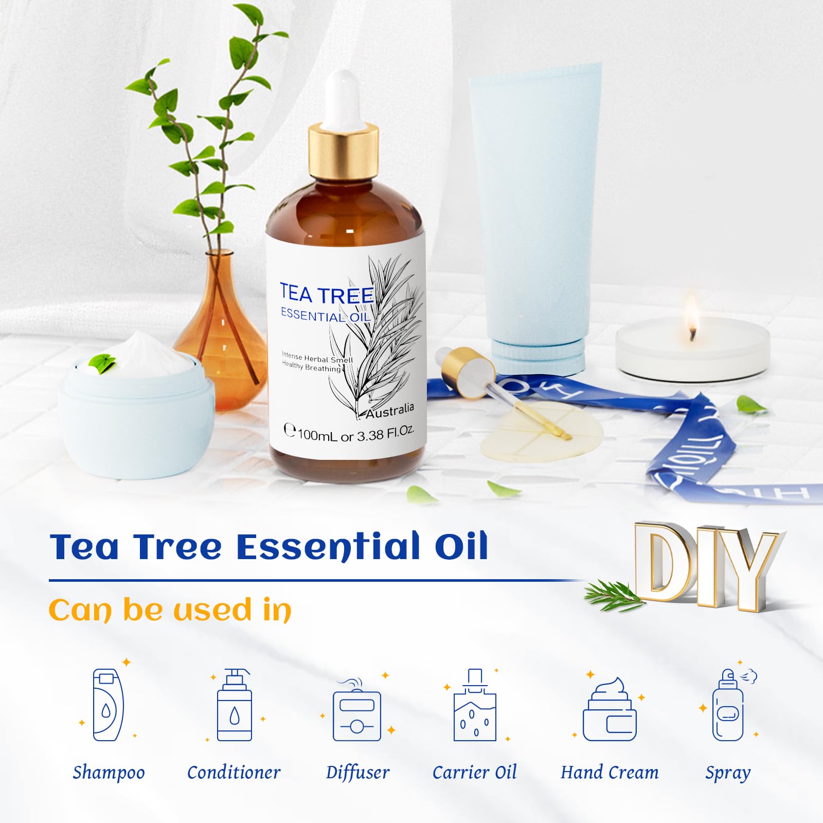 HIQILI Tea Tree Essential Oil (100 ML), 100% Pure for Toenail Fungus, Hair Damage HIQILI buy supplements canada
