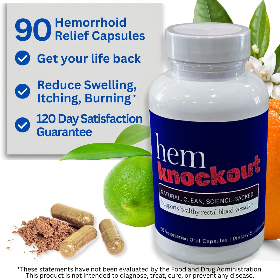 Hem Knockout Internal Hemorrhoid Relief Supplement- Fast-Acting Pills for Pain, Swelling & Bleeding - Natural Vein Strengthening Formula - 90 Day Supply - Made in USA Hem Knockout buy supplements canada