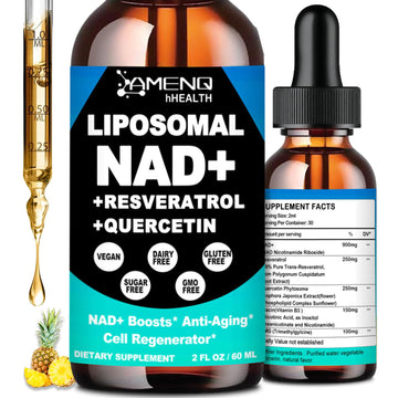 NAD Supplement, Liposomal NAD Nicotinamide Riboside Resveratrol 900mg Quercetion, TMG, Vitamin B3, High Potency NAD Plus Liquid Supplement for Cell Regenerator, Longevity, Energy, Anti-Aging, Focus AMENQ hHEALTH buy supplements canada