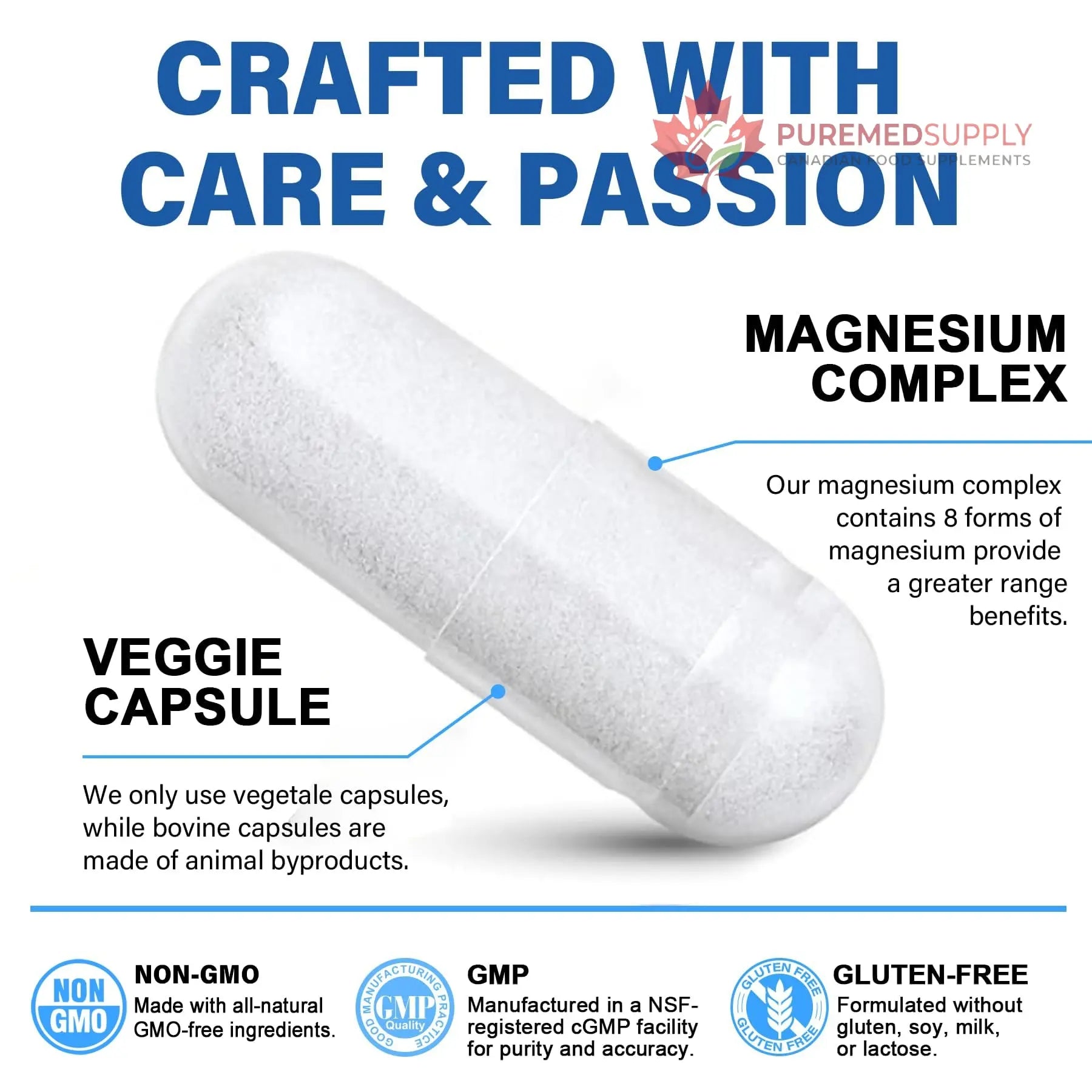 Magnesium Complex Supplement 8 Forms, 500mg Magnesium Glycinate, Malate, Citrate, High Absorption Mg for Calm, Sleep, Mood & Healthy Muscle, Pack of 2, Total 120 Vegan Capsules EnvyCure buy supplements canada