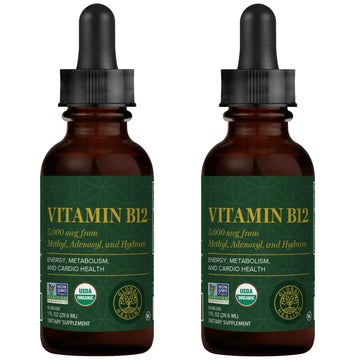Global Healing Center - Vitamin B12 5000 mcg, Organic Sublingual Liquid Drops | 3-in-1 Methylcobalamin, Adenosylcobalamin, Hydroxo Blend, 1 Fl Oz (2-Pack) Global Healing Center buy supplements canada