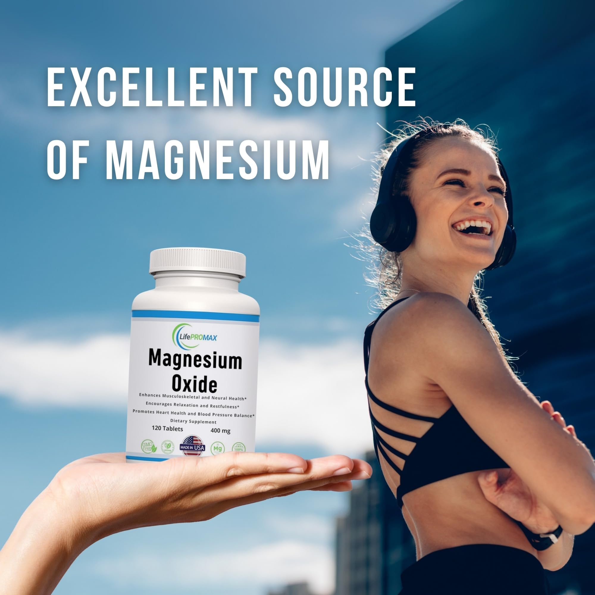 Magnesium 400mg [High Potency] Supplement – Magnesium Oxide for Immune Support, Muscle Recovery, Leg Cramps and Relaxation 120 Tablets LifePROMAX buy supplements canada